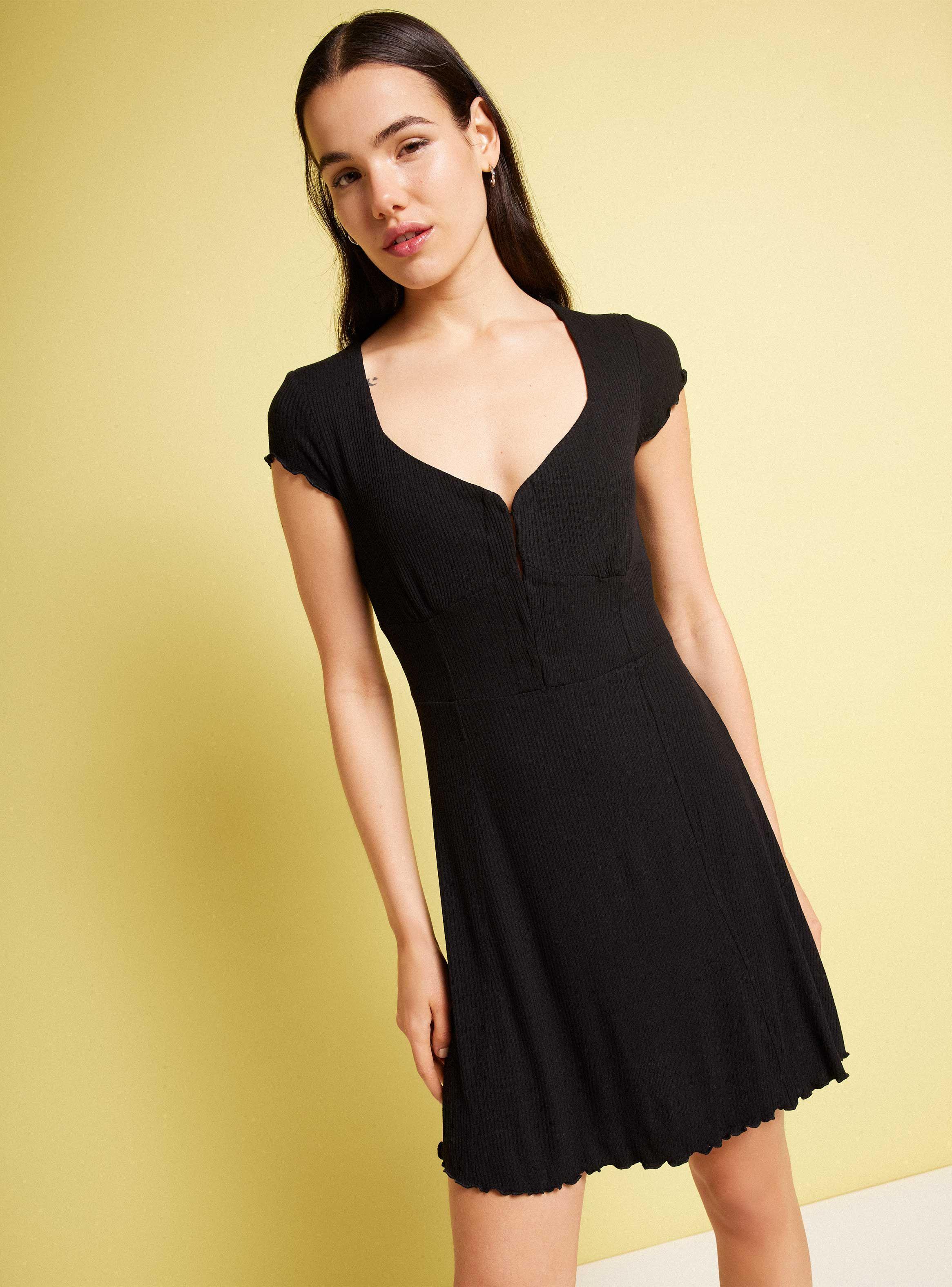 Vestido Corto Manga Abullonada-0
