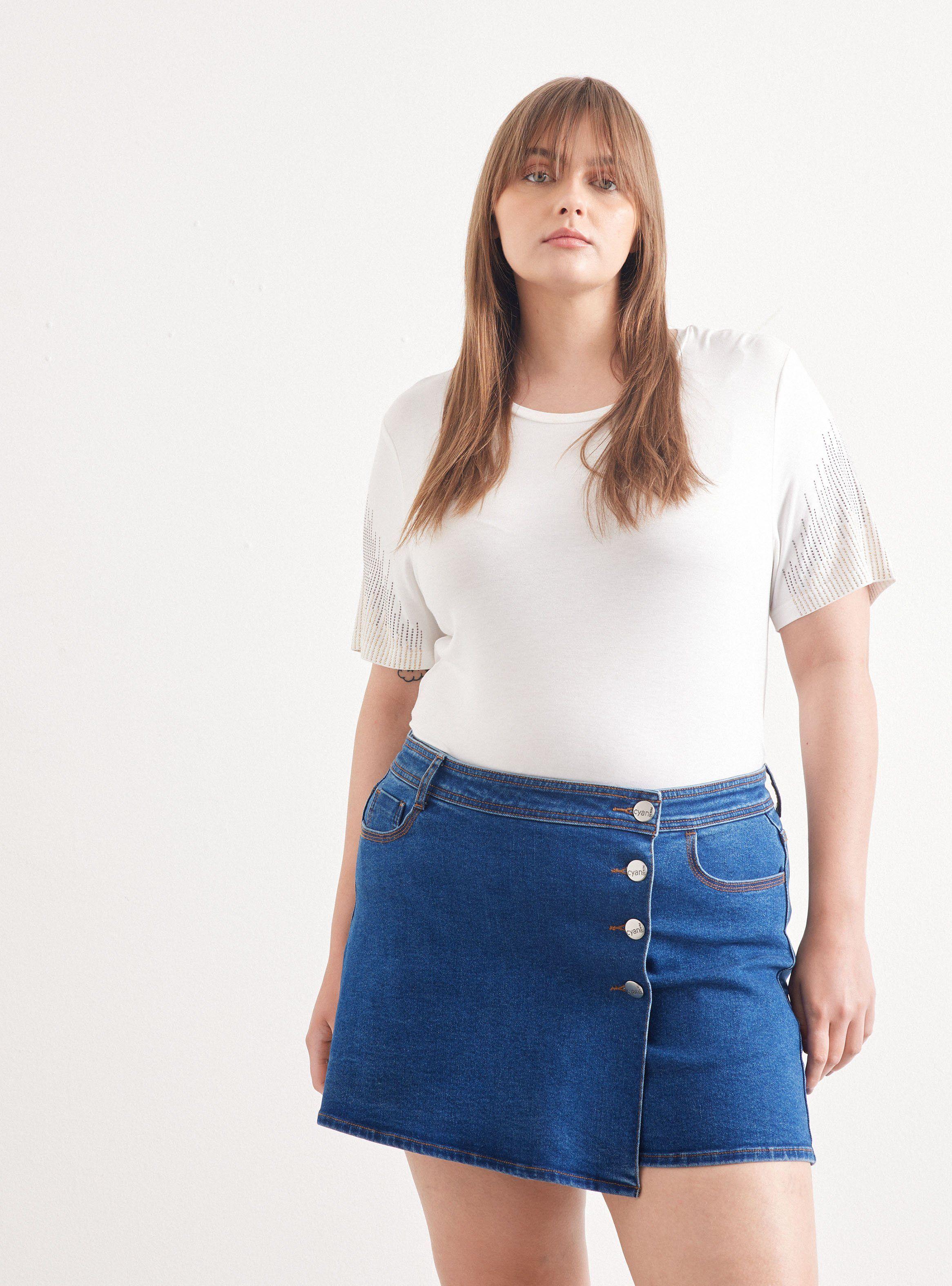 Falda Skort Denim Talla Curvy-0