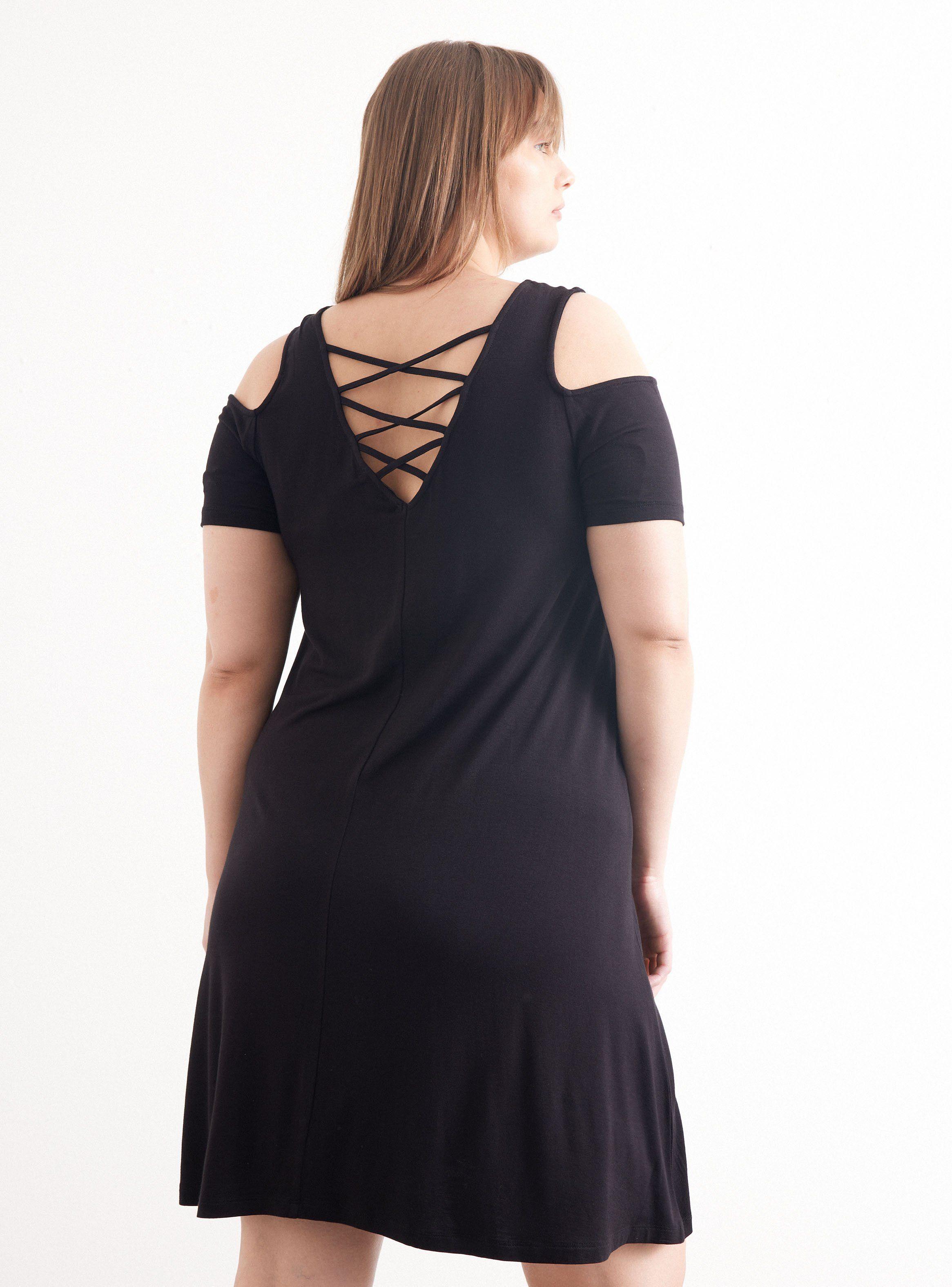 Vestido Elasticado con Abertura en Hombro-1