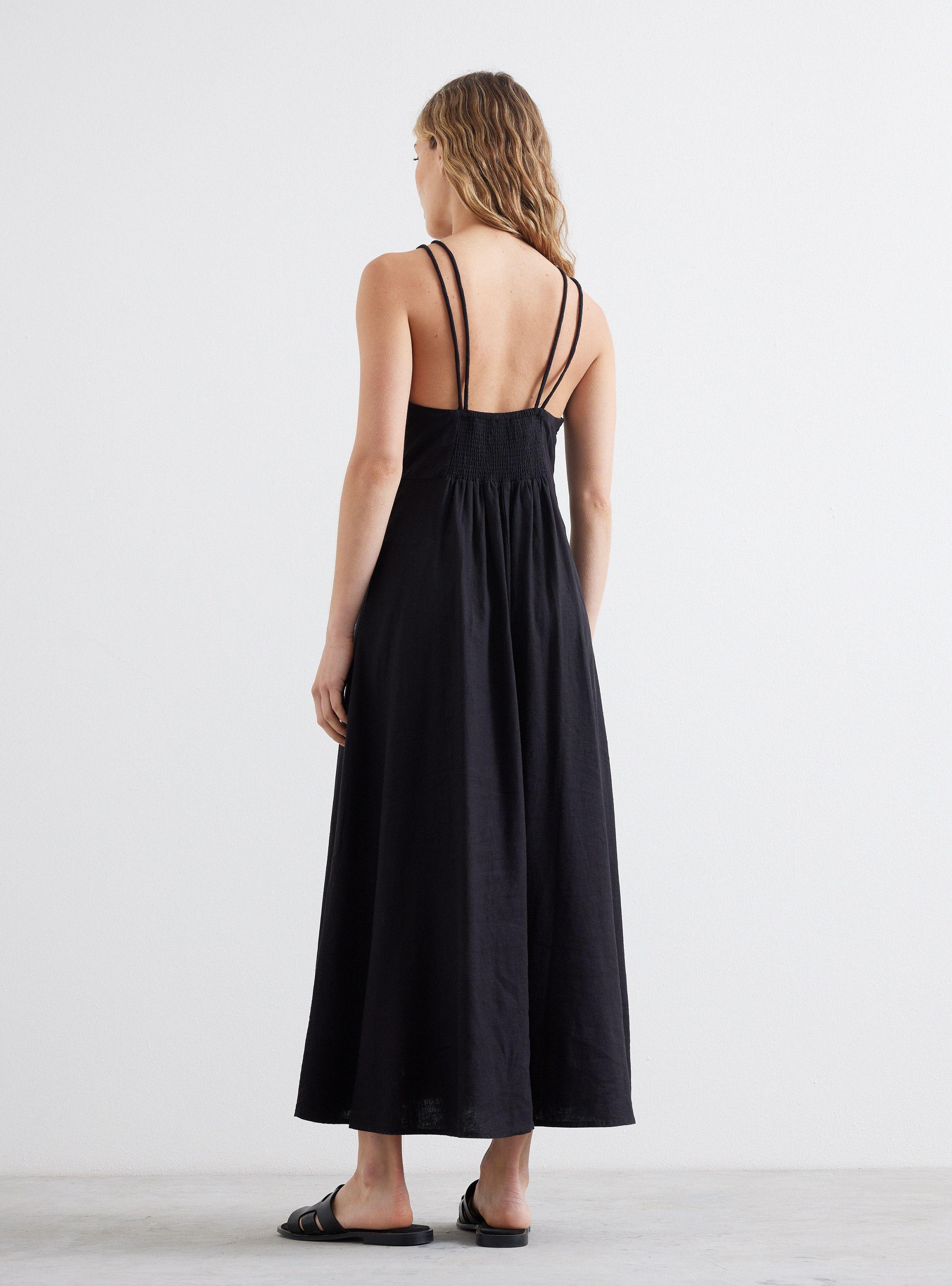 Vestido Midi Detalle Escote Con Doble Tirantes-5