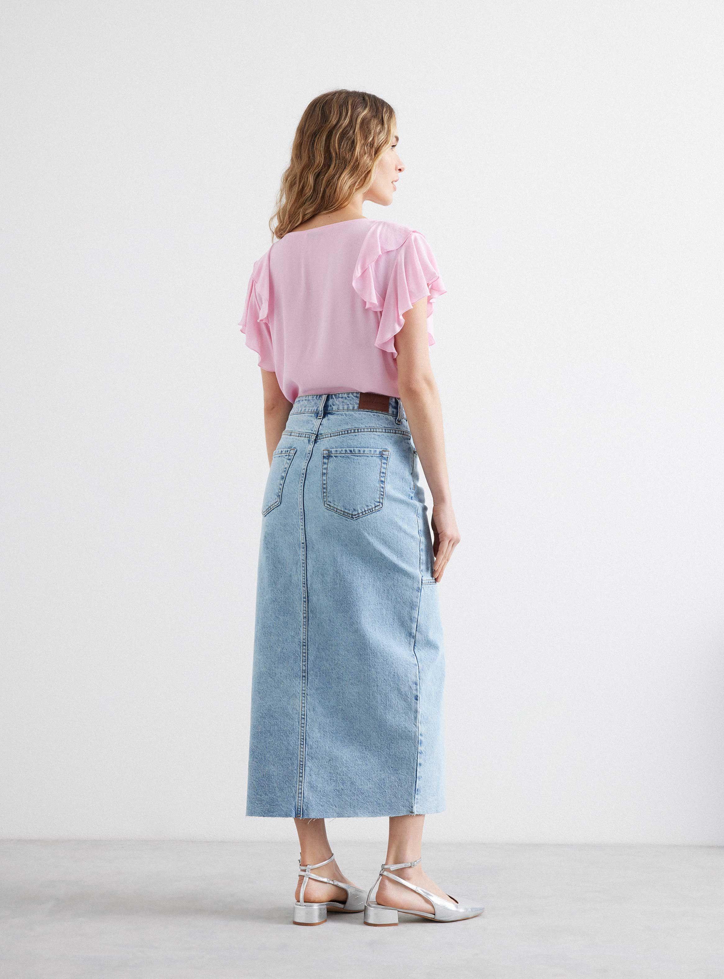 Blusa Fluida Manga Vuelos a los Lados-5