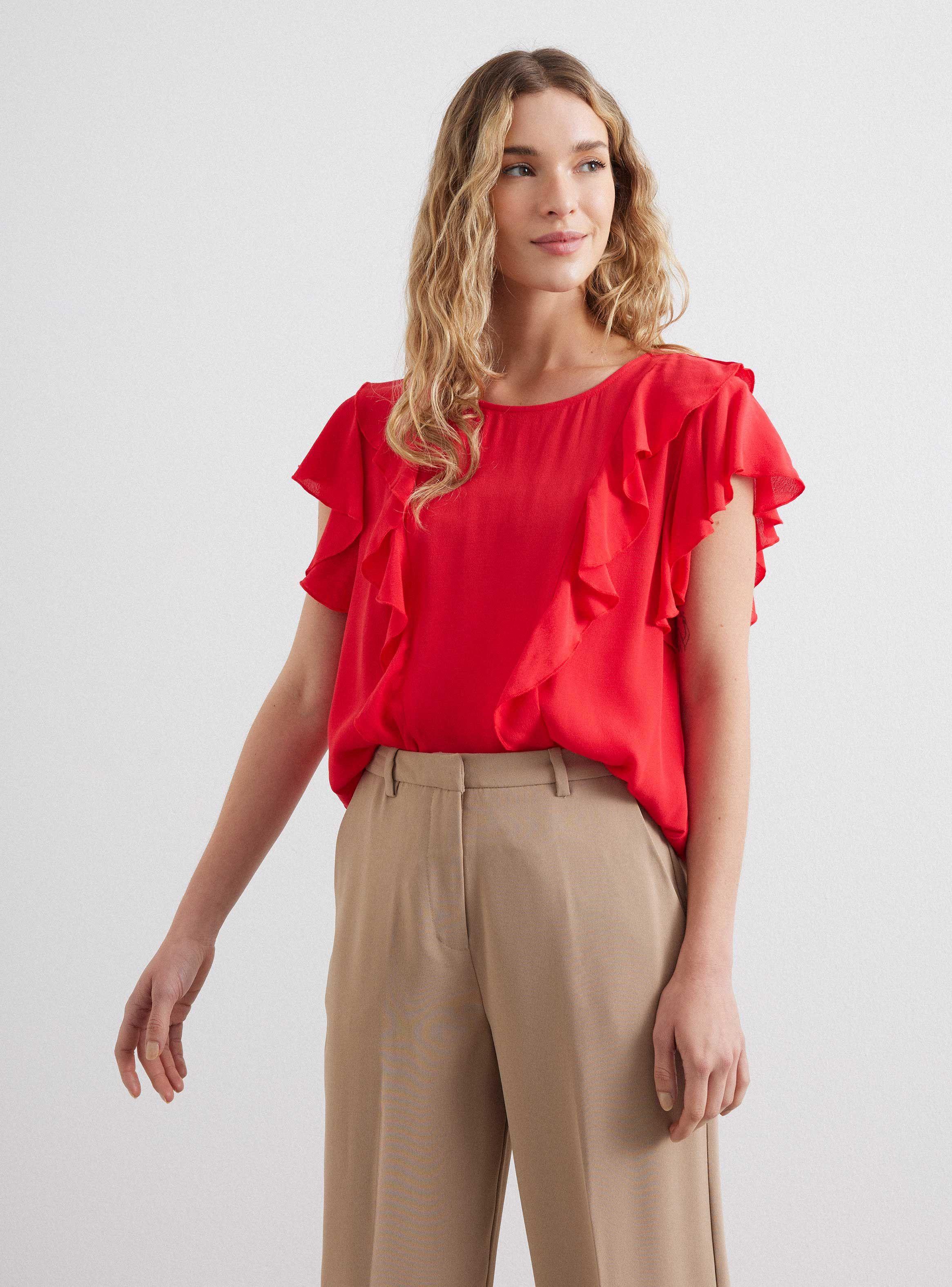 Blusa Fluida Manga Vuelos a los Lados-0