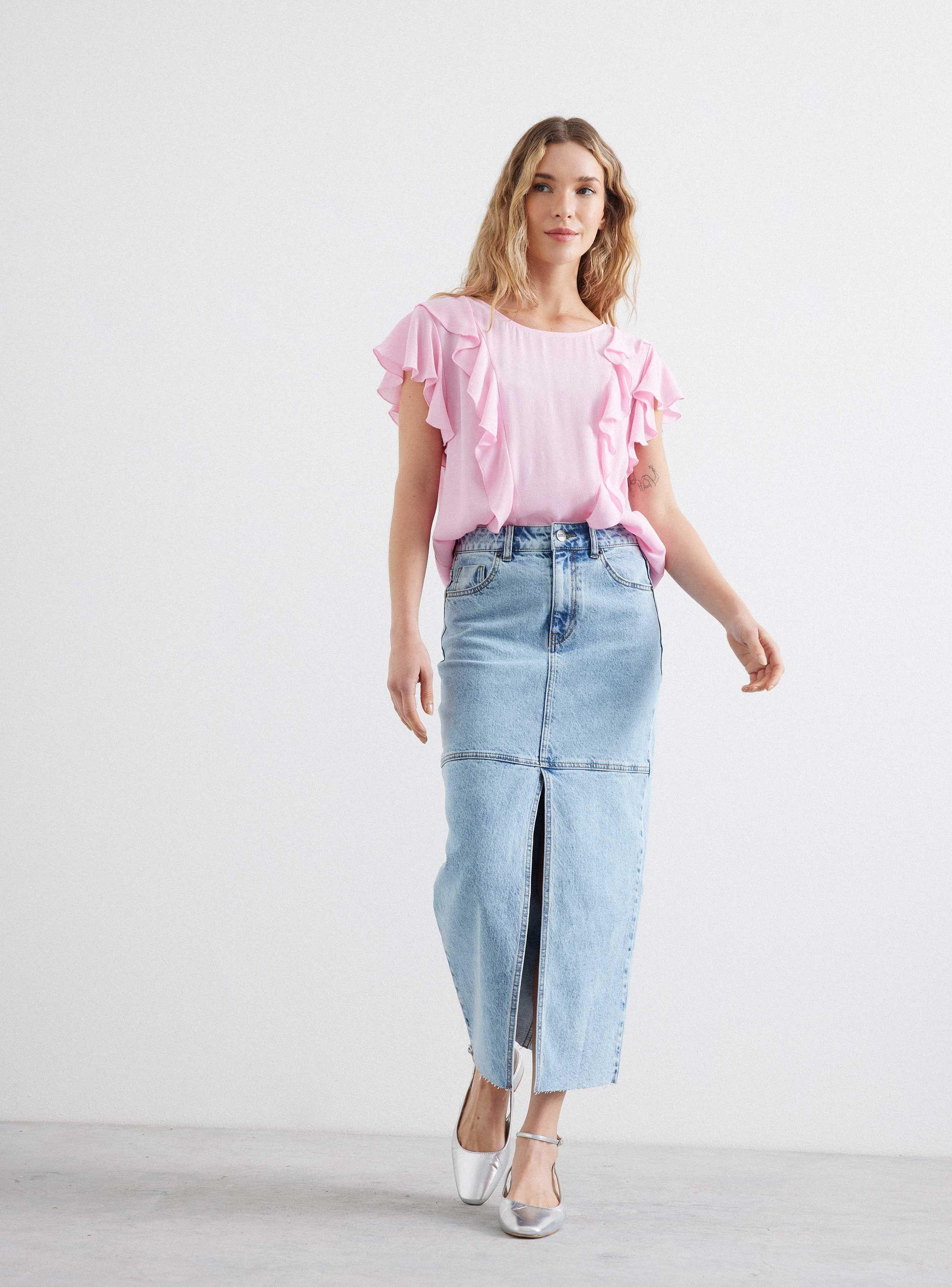 Blusa Fluida Manga Vuelos a los Lados-4