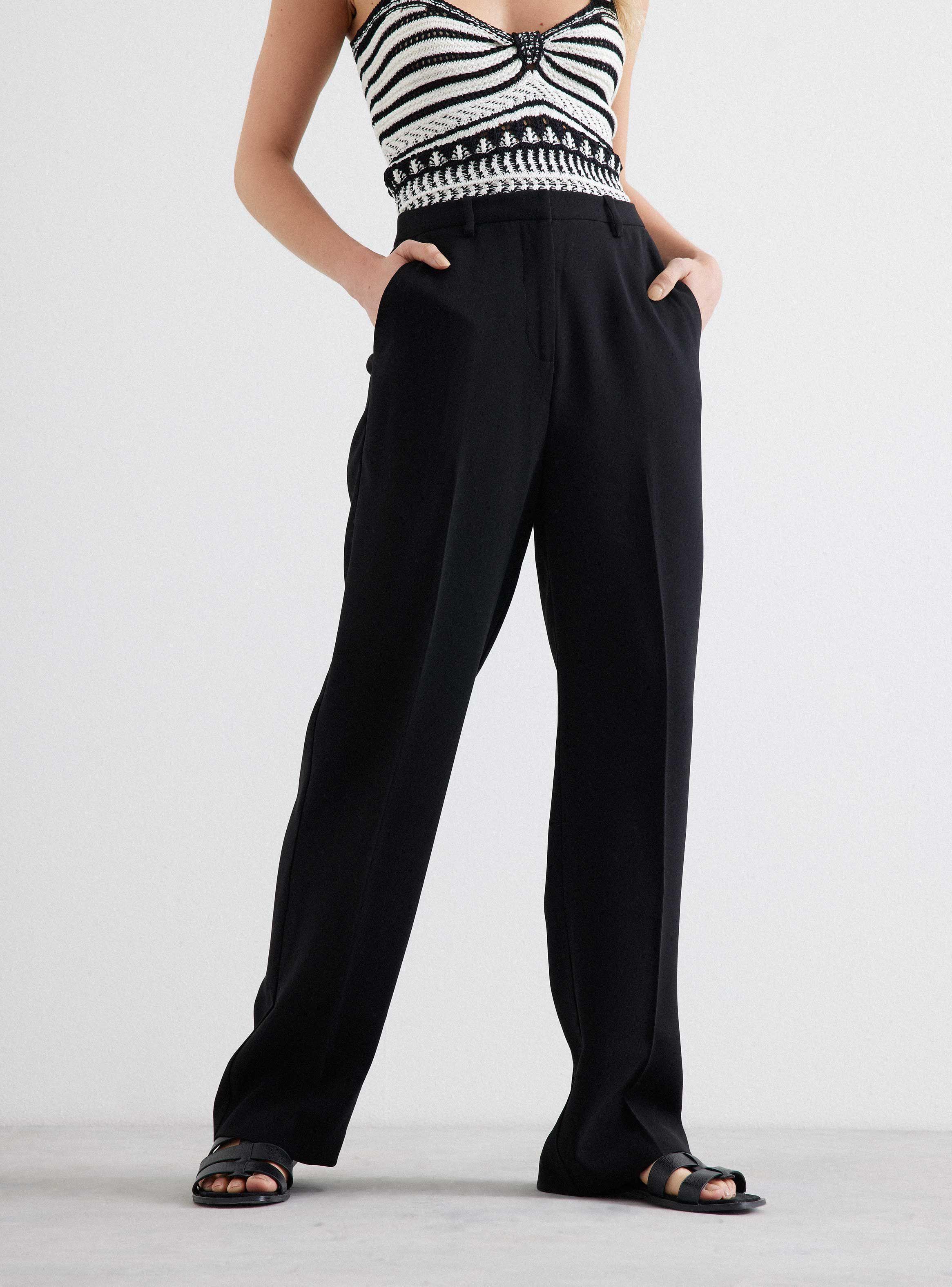 Pantalón Vestir Recto con Bolsillos y Pretina-0