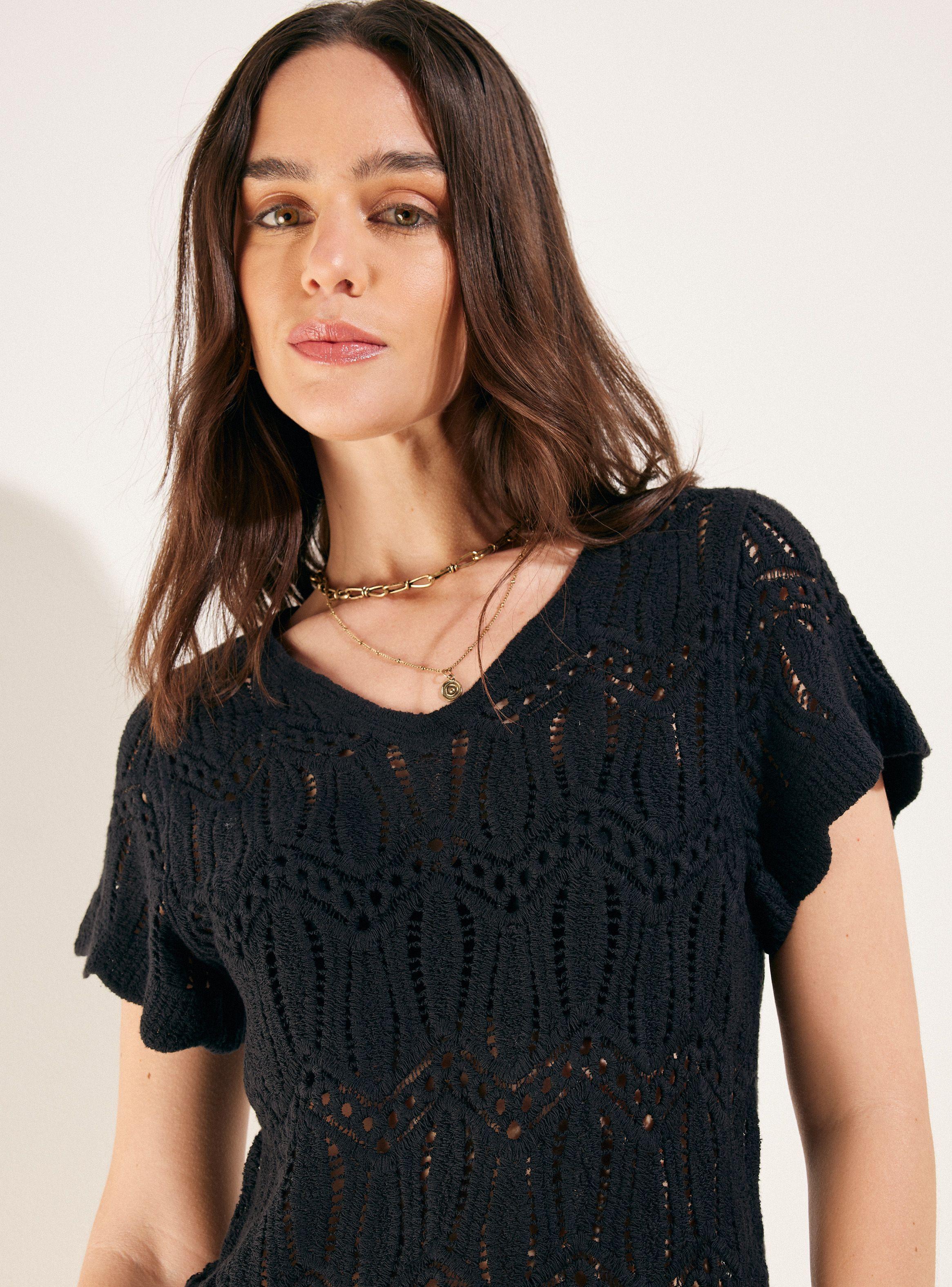 Blusa Tejida con Diseño De Flores-2