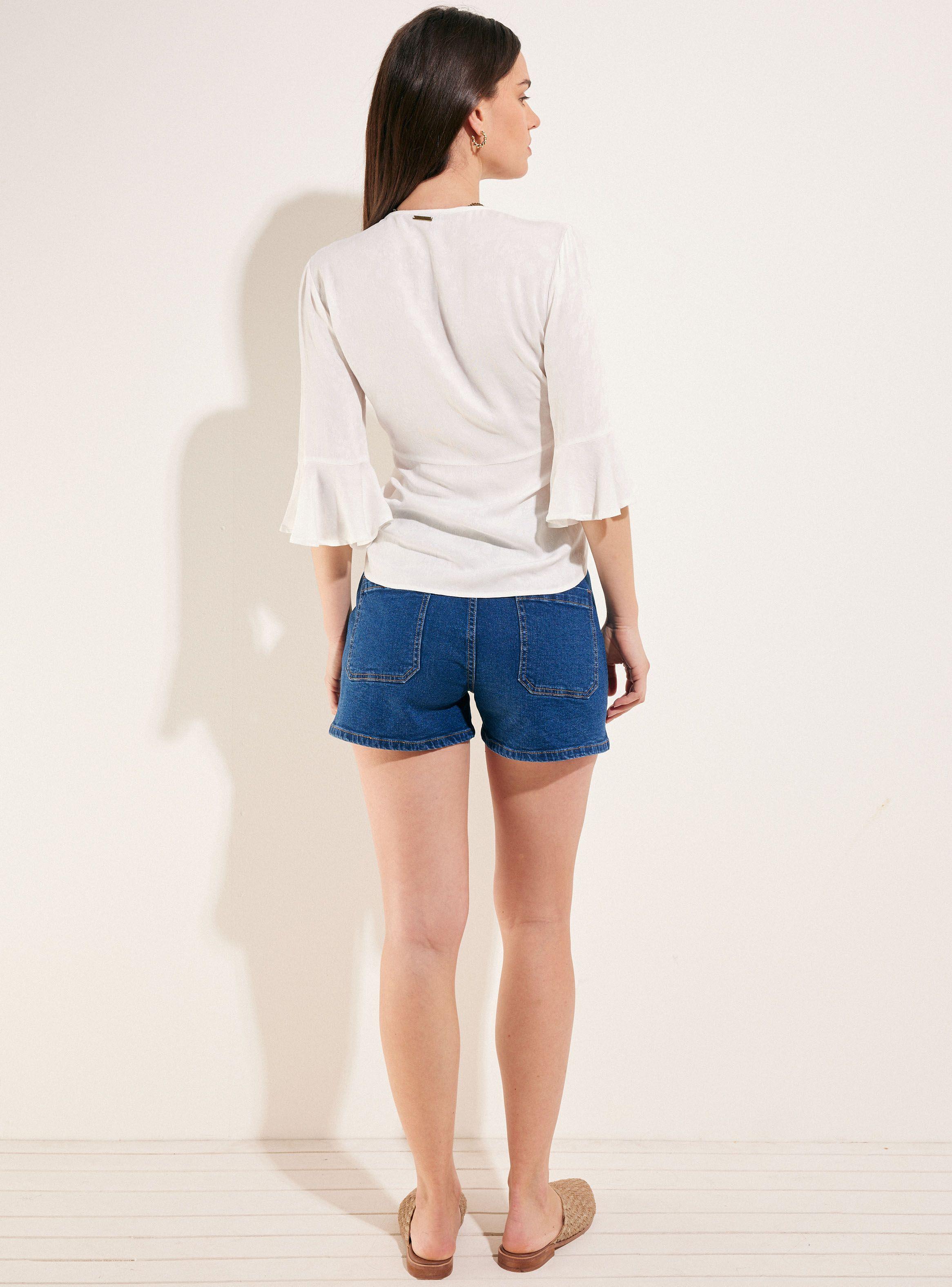 Blusa Kimono Jacquard con Vuelo en Manga y Ruedo-5