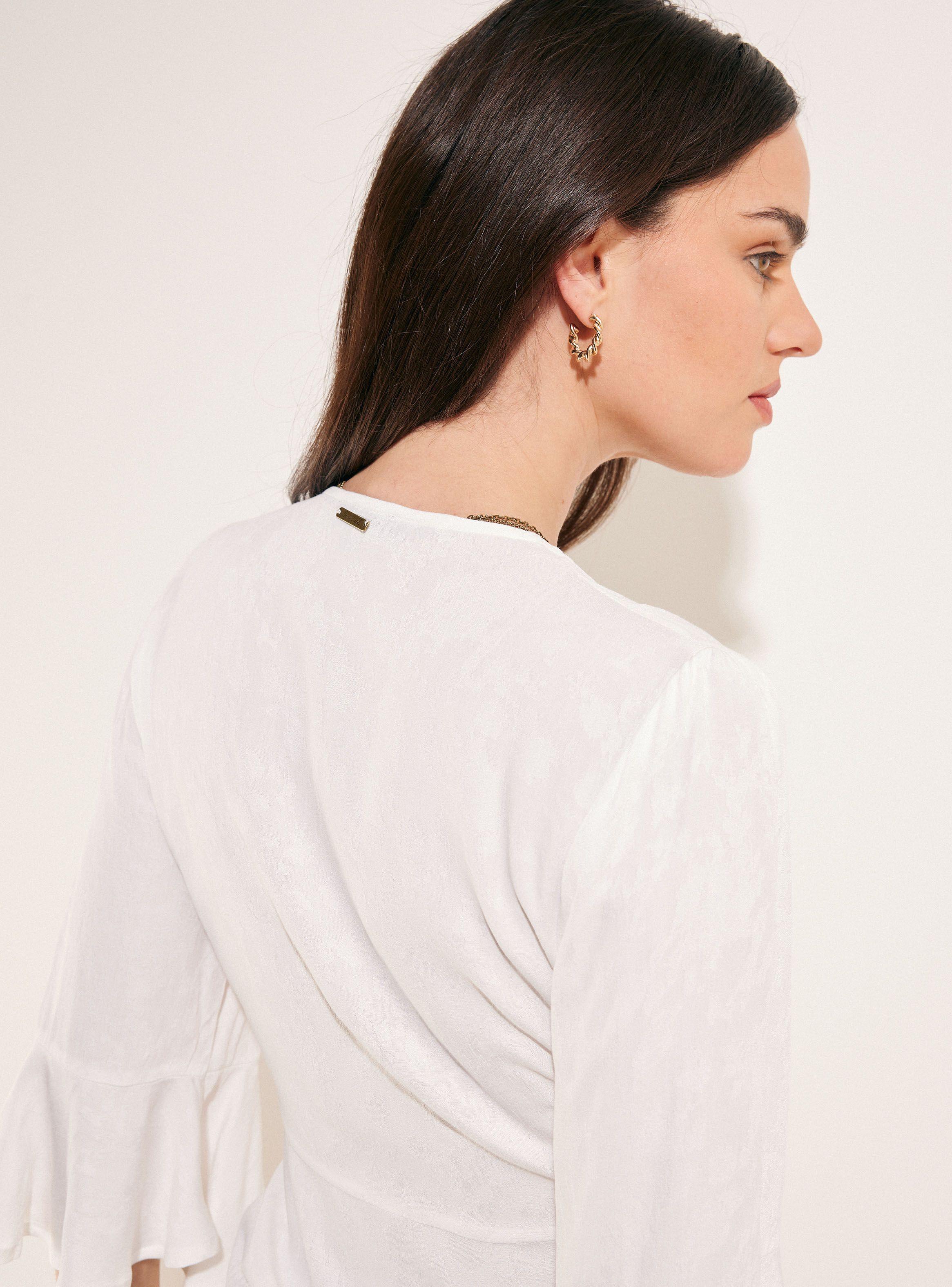 Blusa Kimono Jacquard con Vuelo en Manga y Ruedo-3