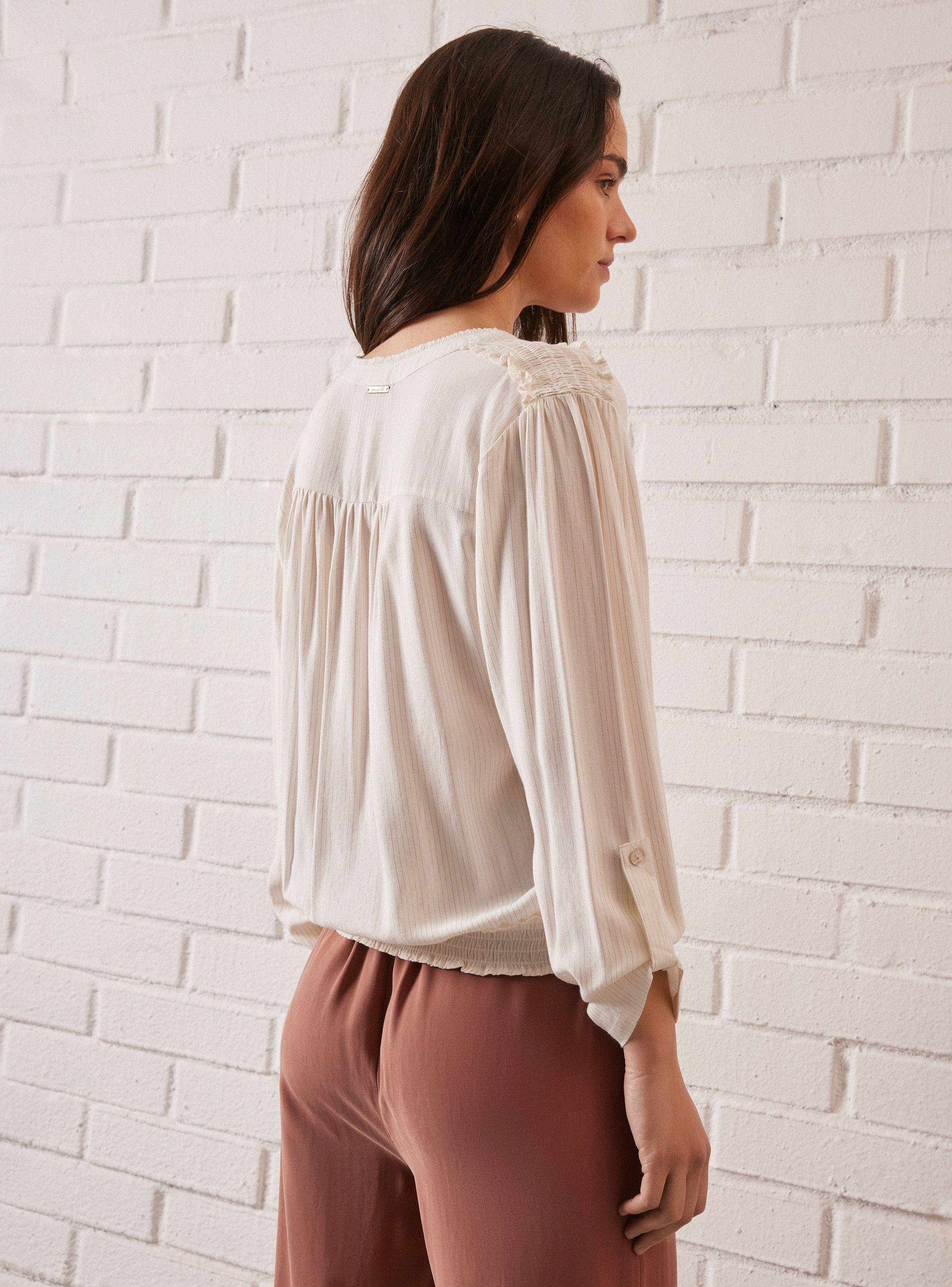 Blusa con Líneas Metalizadas y Elástico Inferior-1