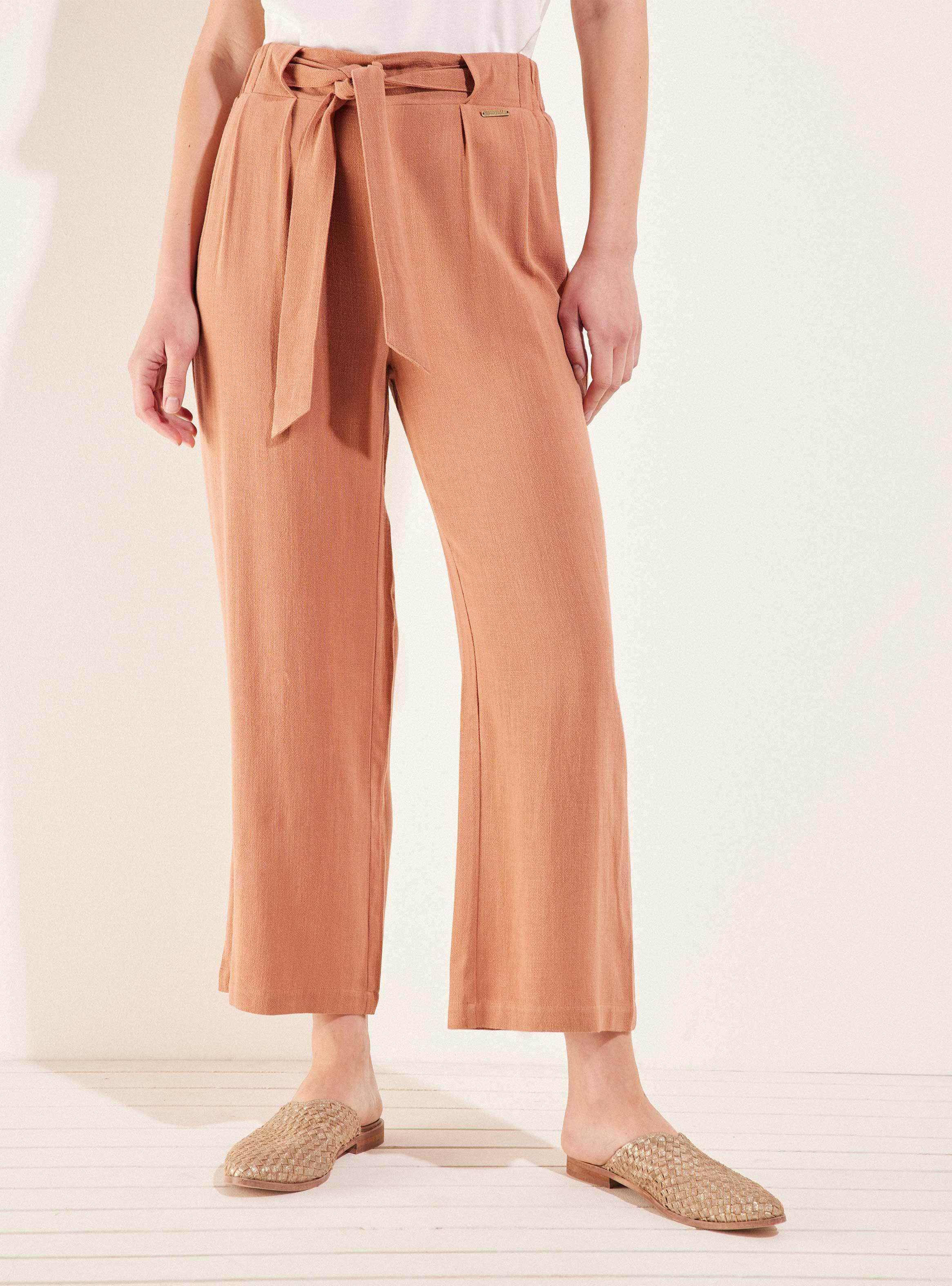 Pantalón Fluido Suelto con Lazo-0