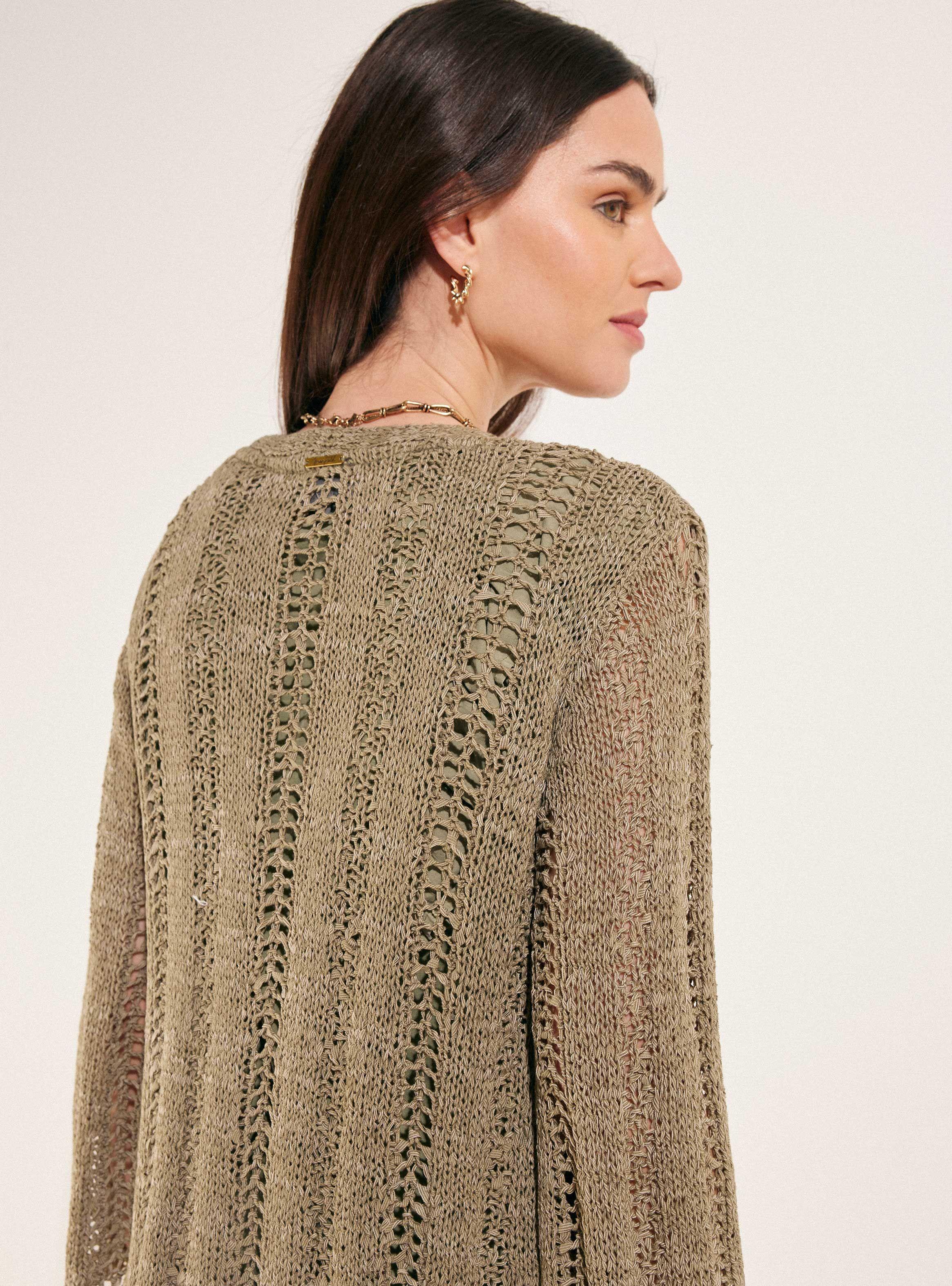 Chaleco Tipo Kimono Tejido con Cinta-3