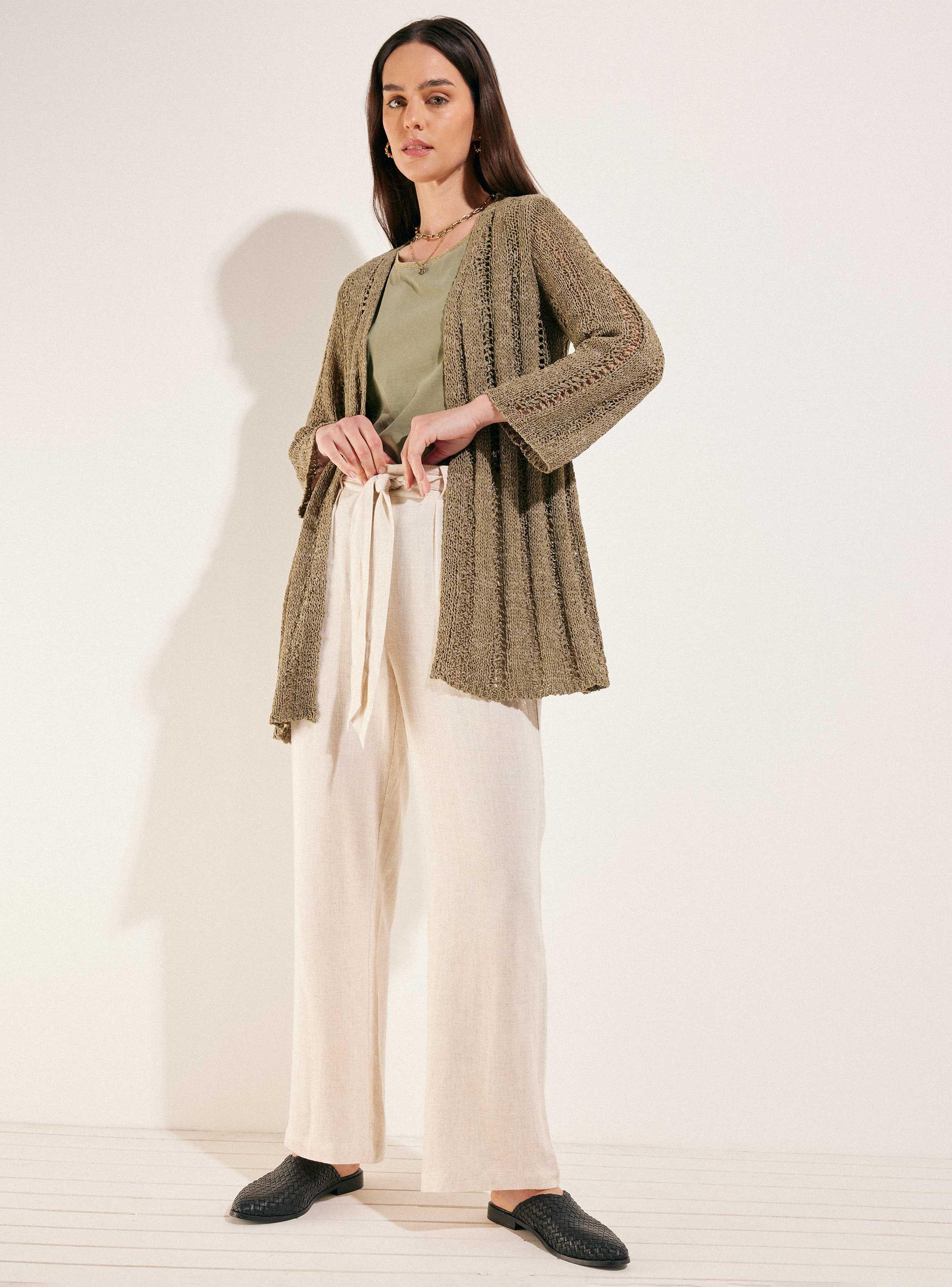 Chaleco Tipo Kimono Tejido con Cinta-4