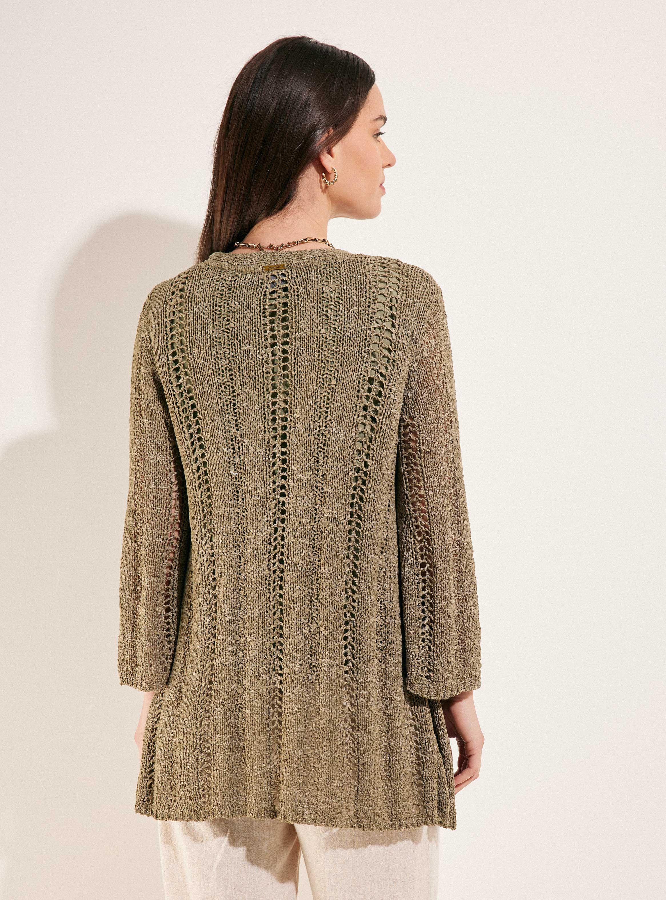 Chaleco Tipo Kimono Tejido con Cinta-1