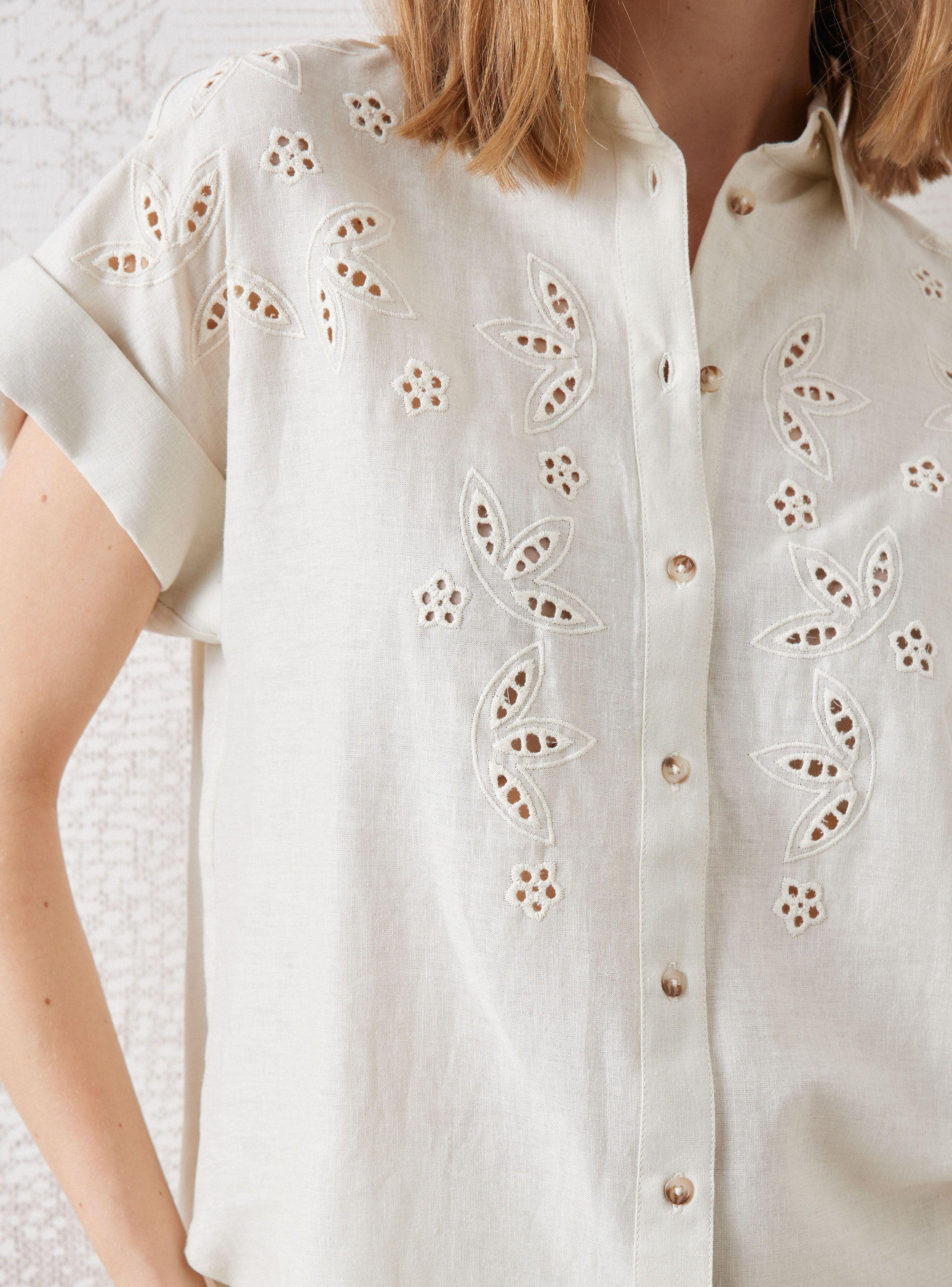 Blusa Con Lino Y Bordado Frontal-3