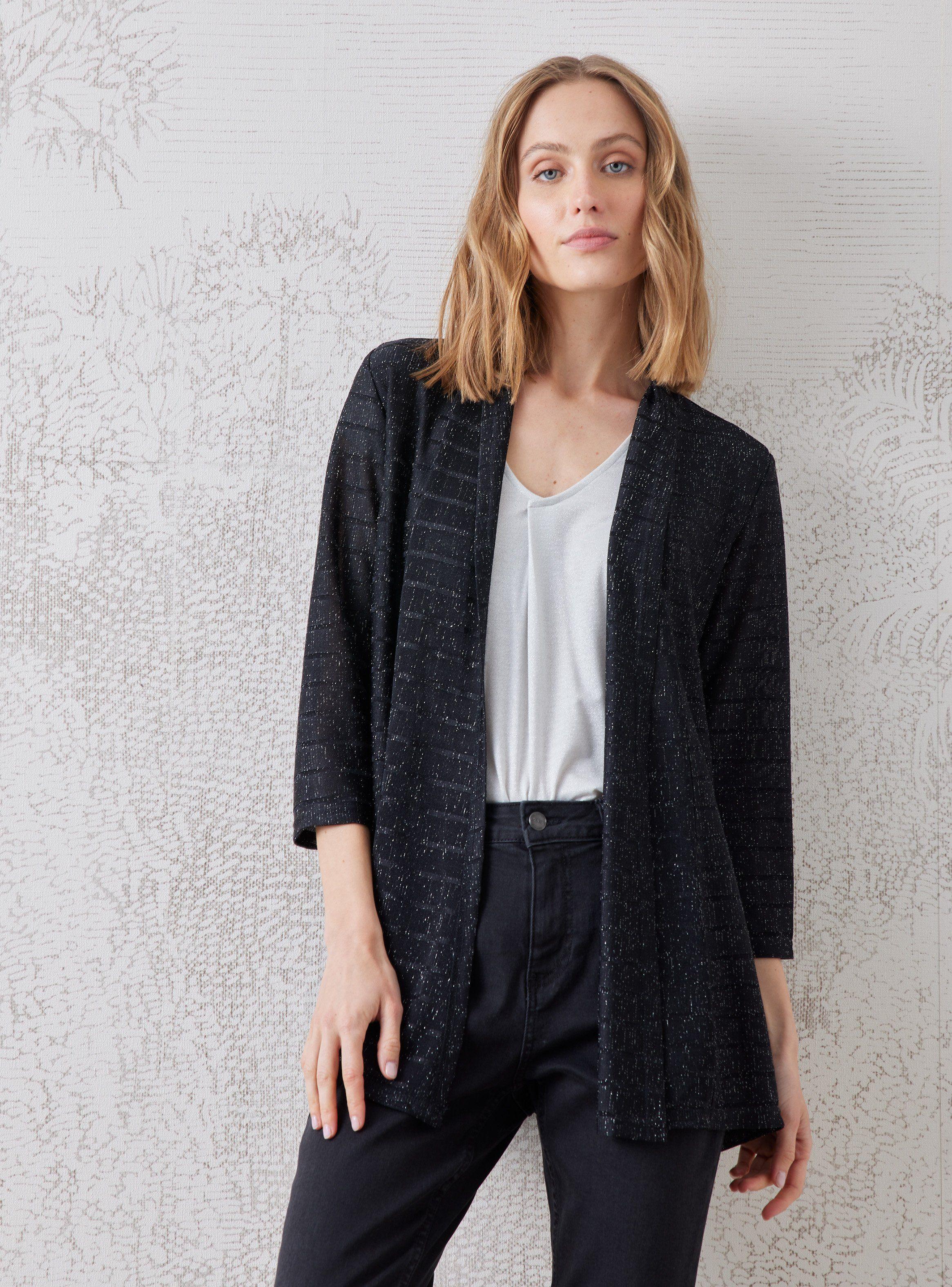Blusa Tipo Kimono Tejido Con Hilo Metalizado-0
