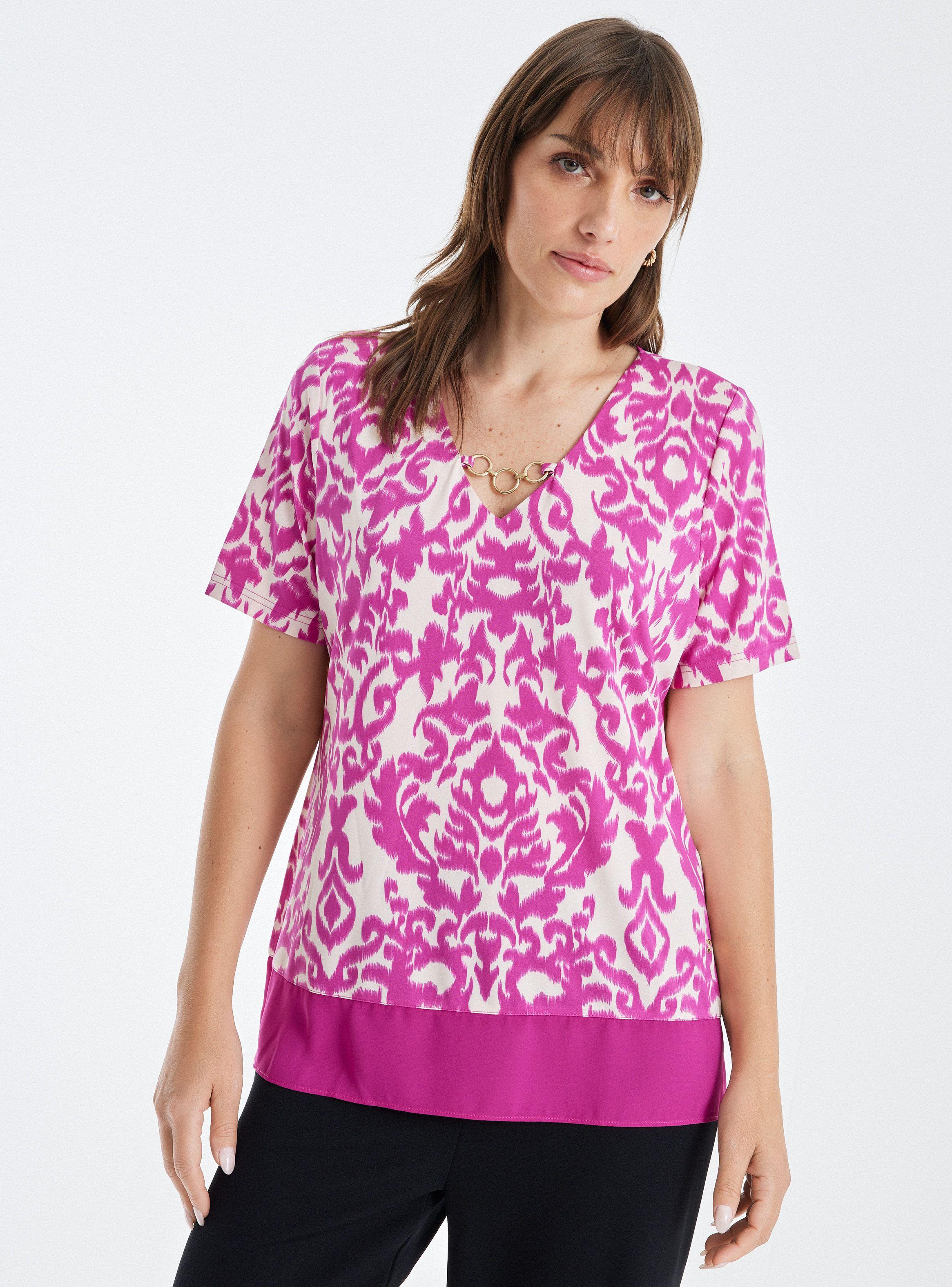 Polera Estampada Argollas Metálicas En Escote-0