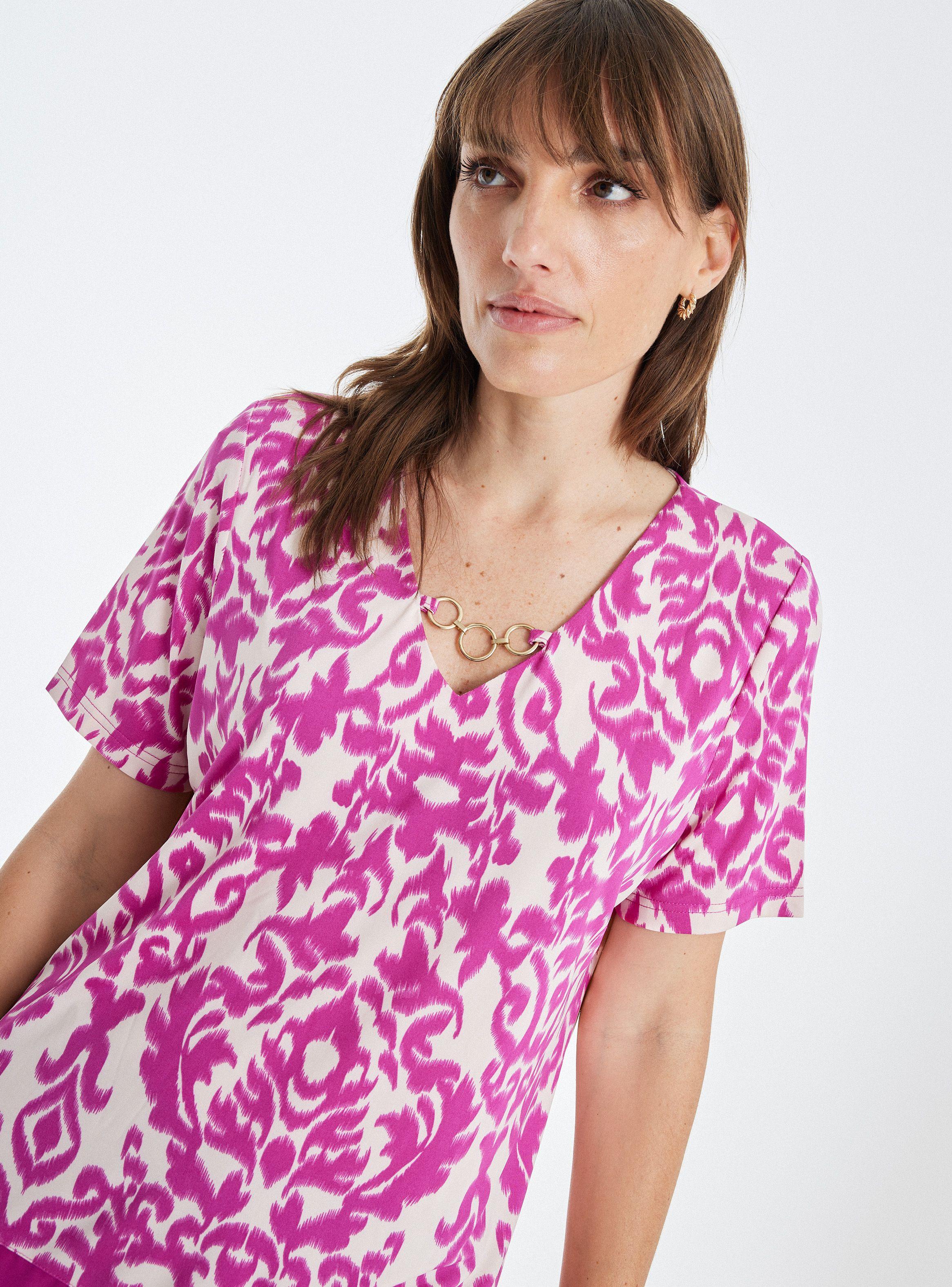 Polera Estampada Argollas Metálicas En Escote-2