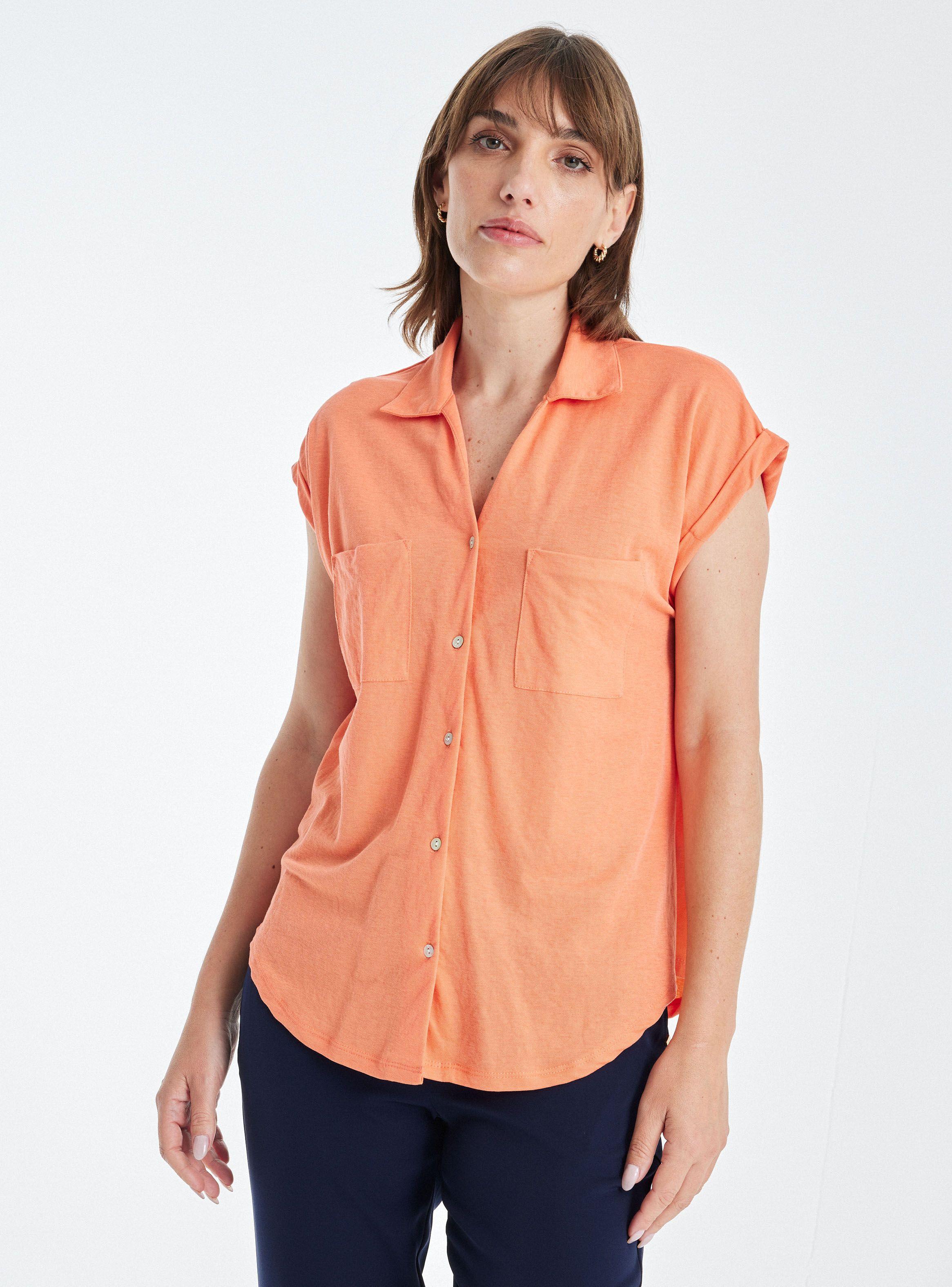 Blusa De Piqué Con Bolsillos-0