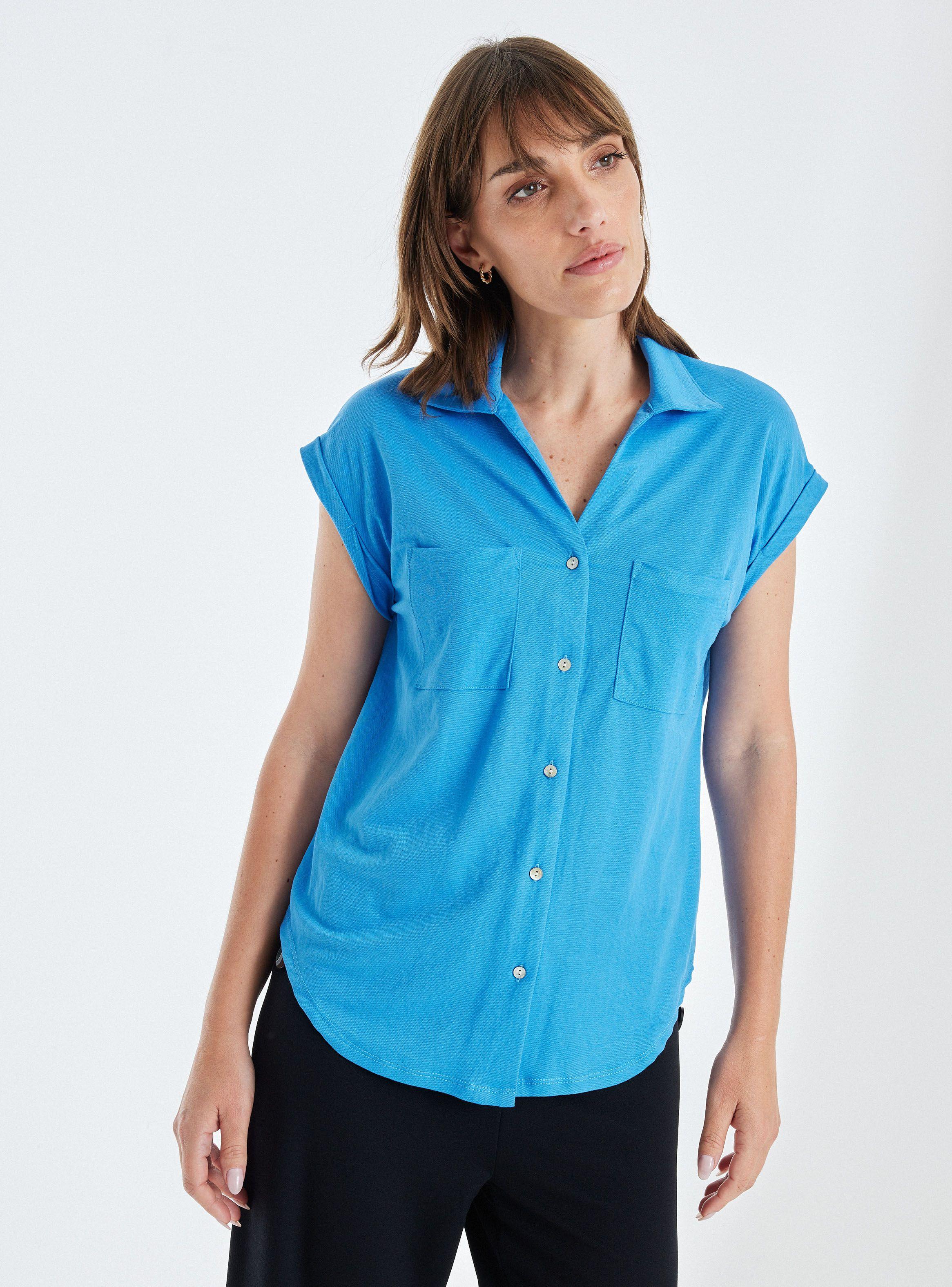 Blusa De Piqué Con Bolsillos-0