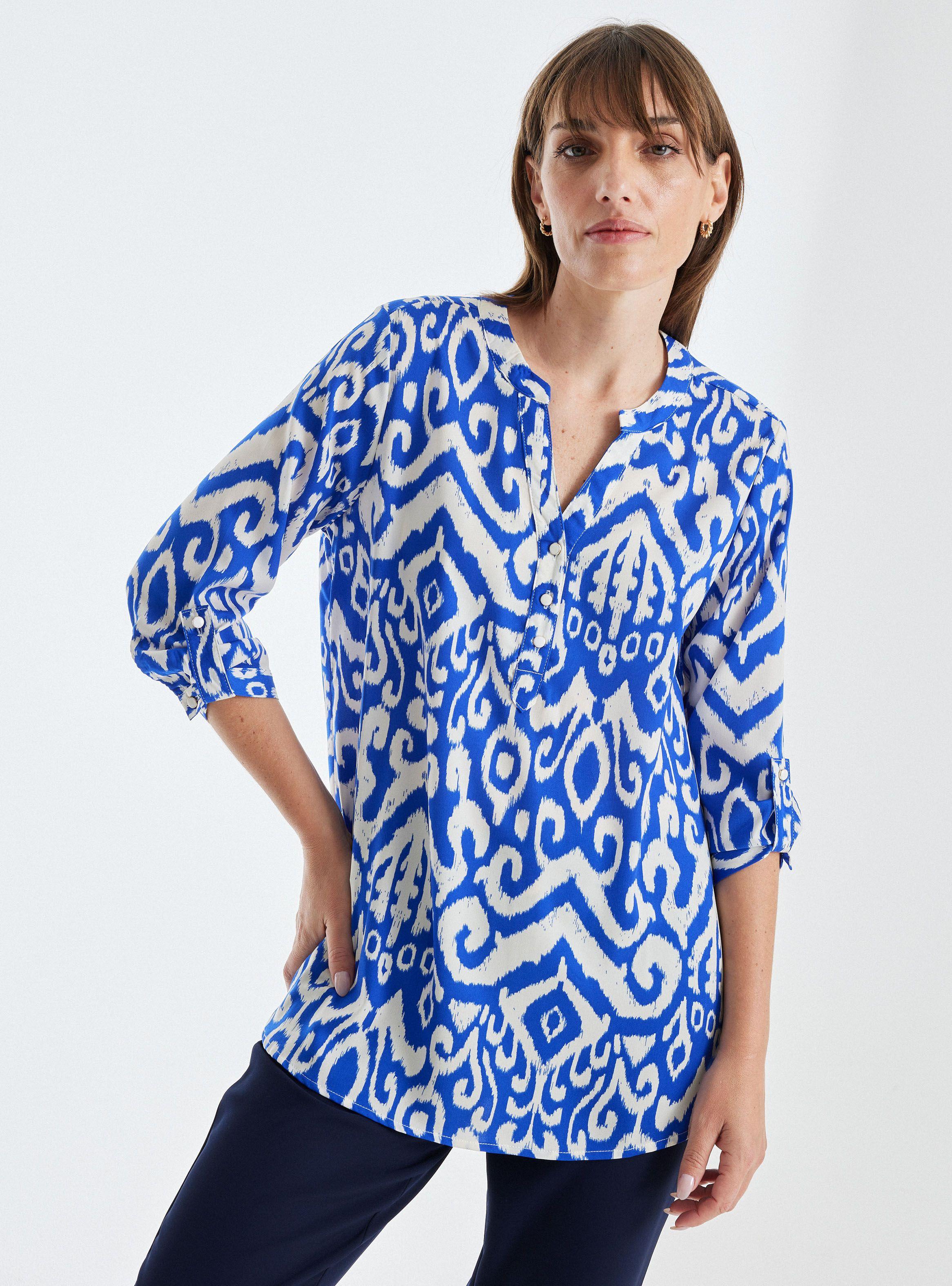 Blusa Estampada Manga con Roll Up-0
