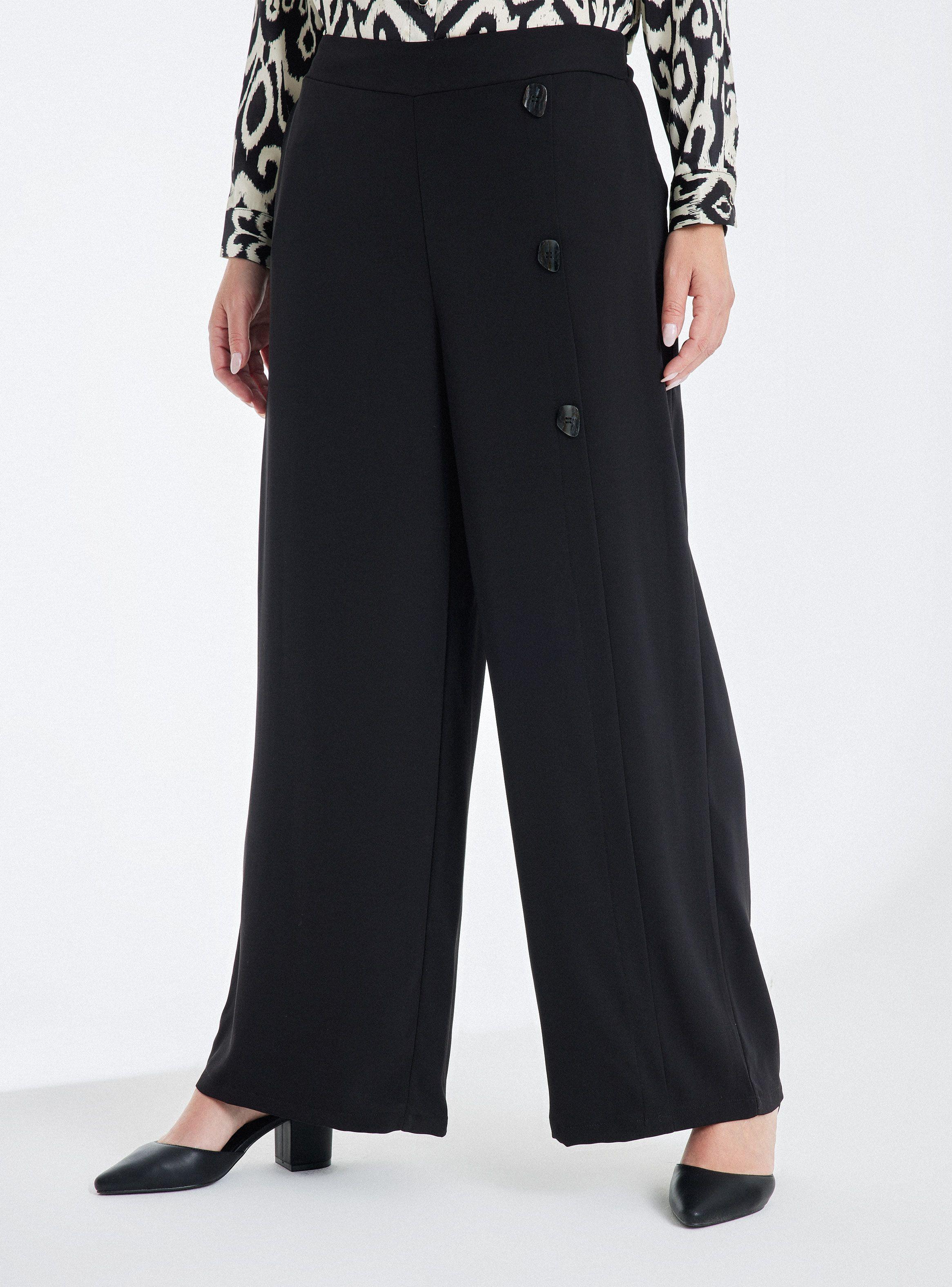 Pantalón Holgado Elástico Y Botones Decorativos-0