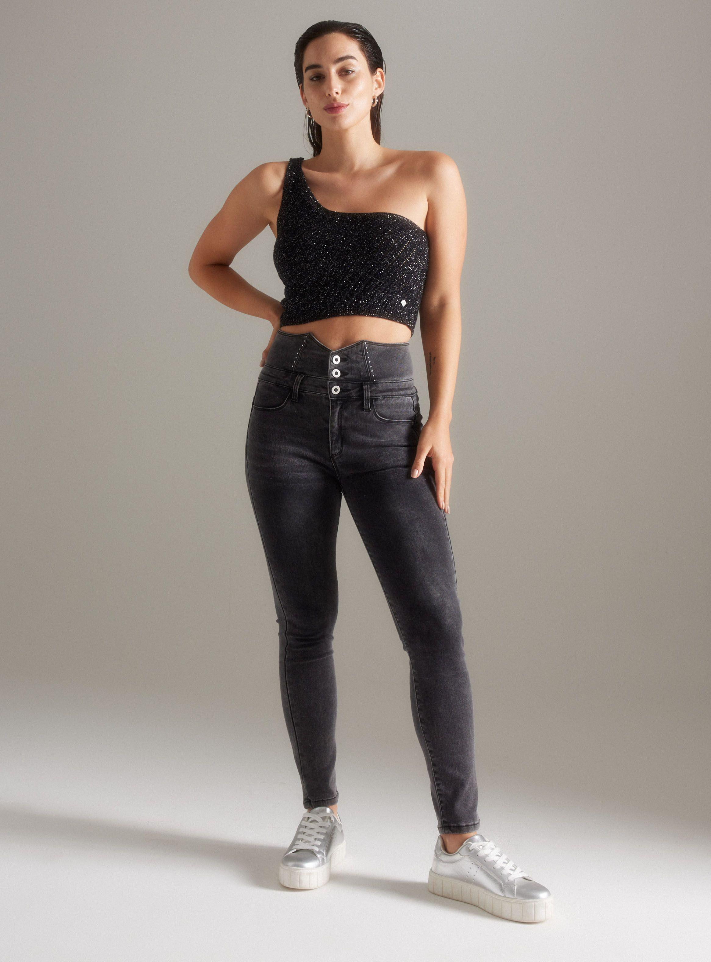 Polera One Shoulder Tejido Lurex Calado-4