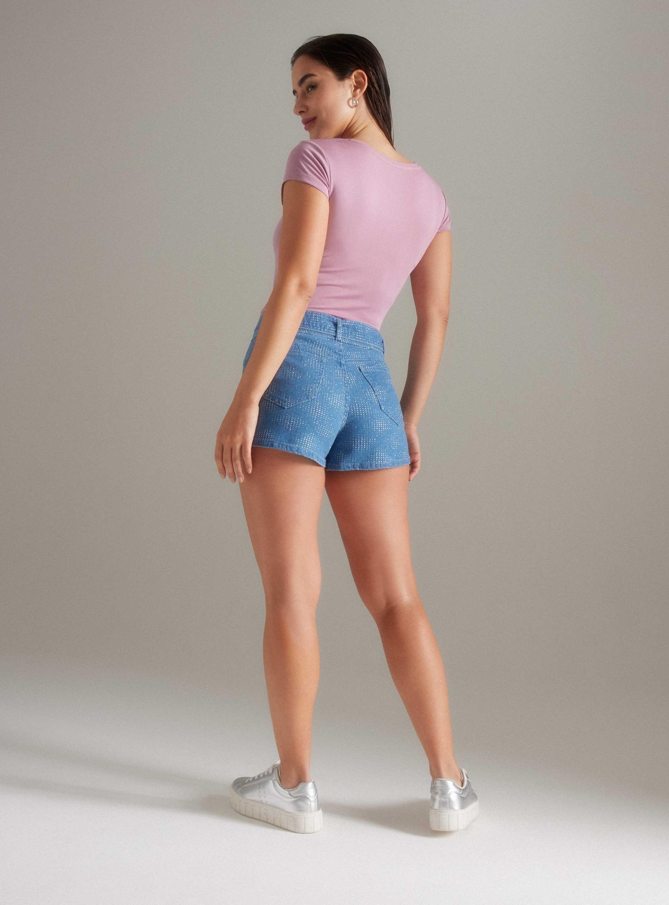 Short Denim con Amarra Full Print-5