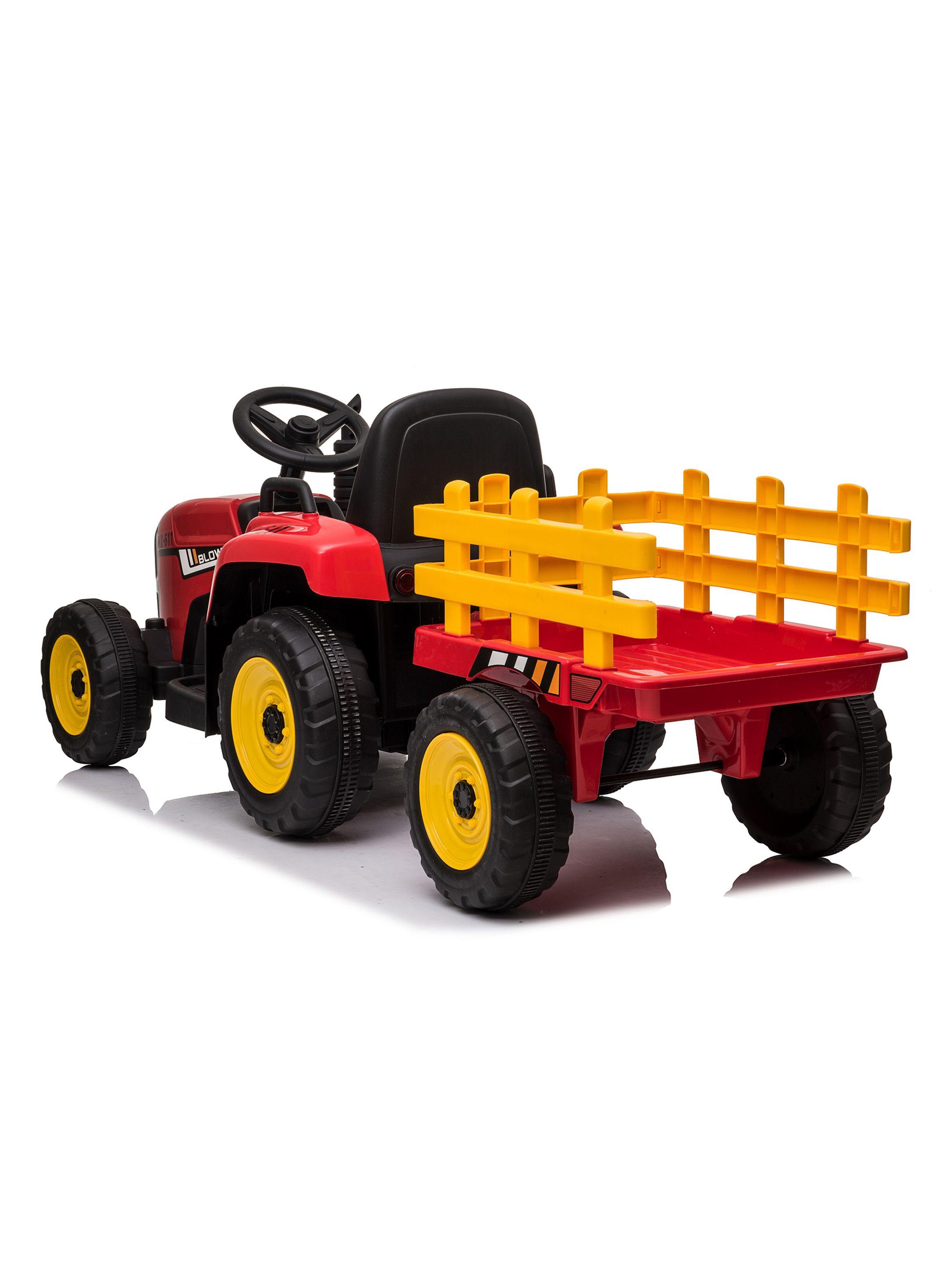 Tractor con Carro a Batería 12V Rojo Talbot-2