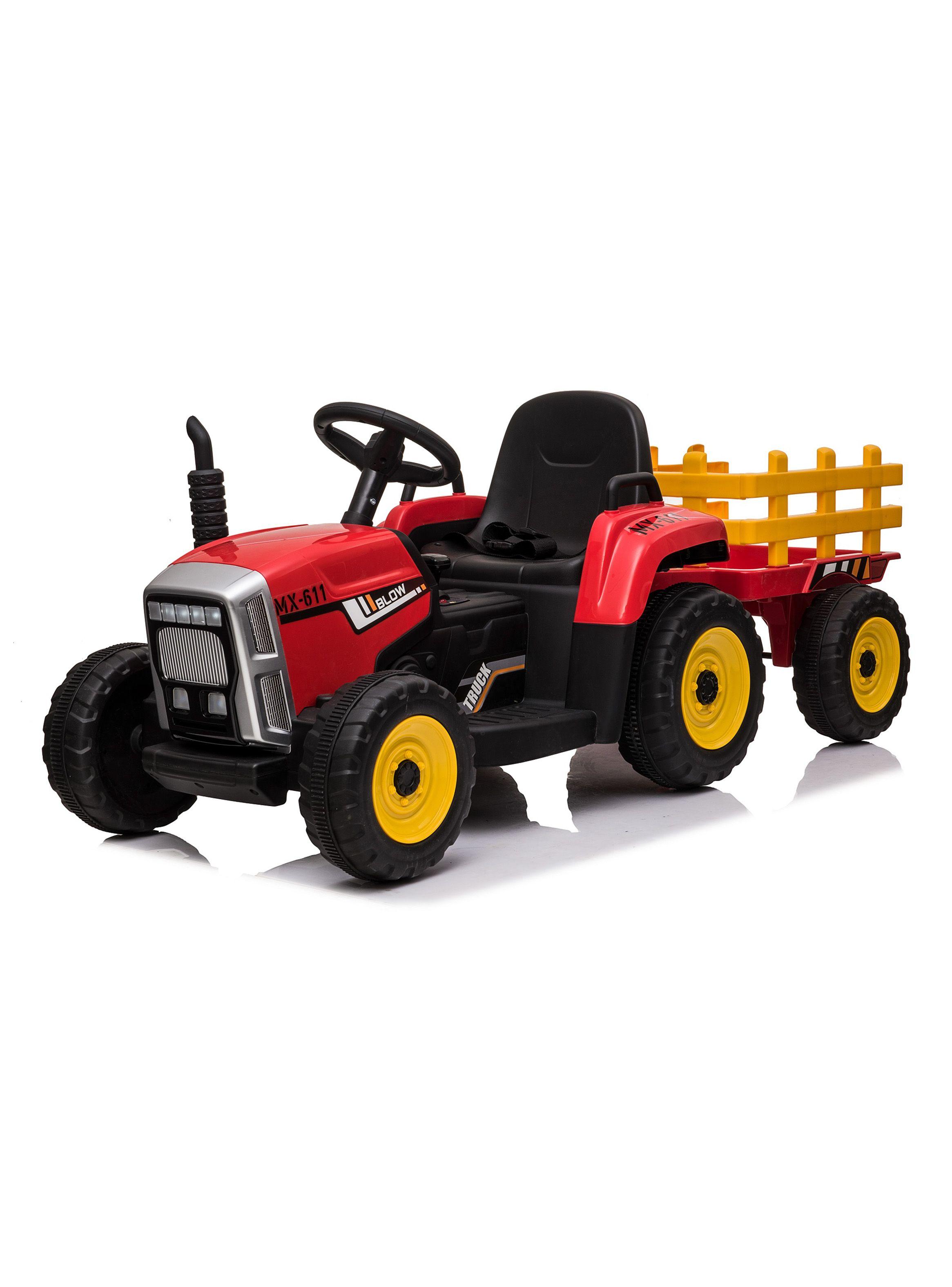 Tractor con Carro a Batería 12V Rojo Talbot-0