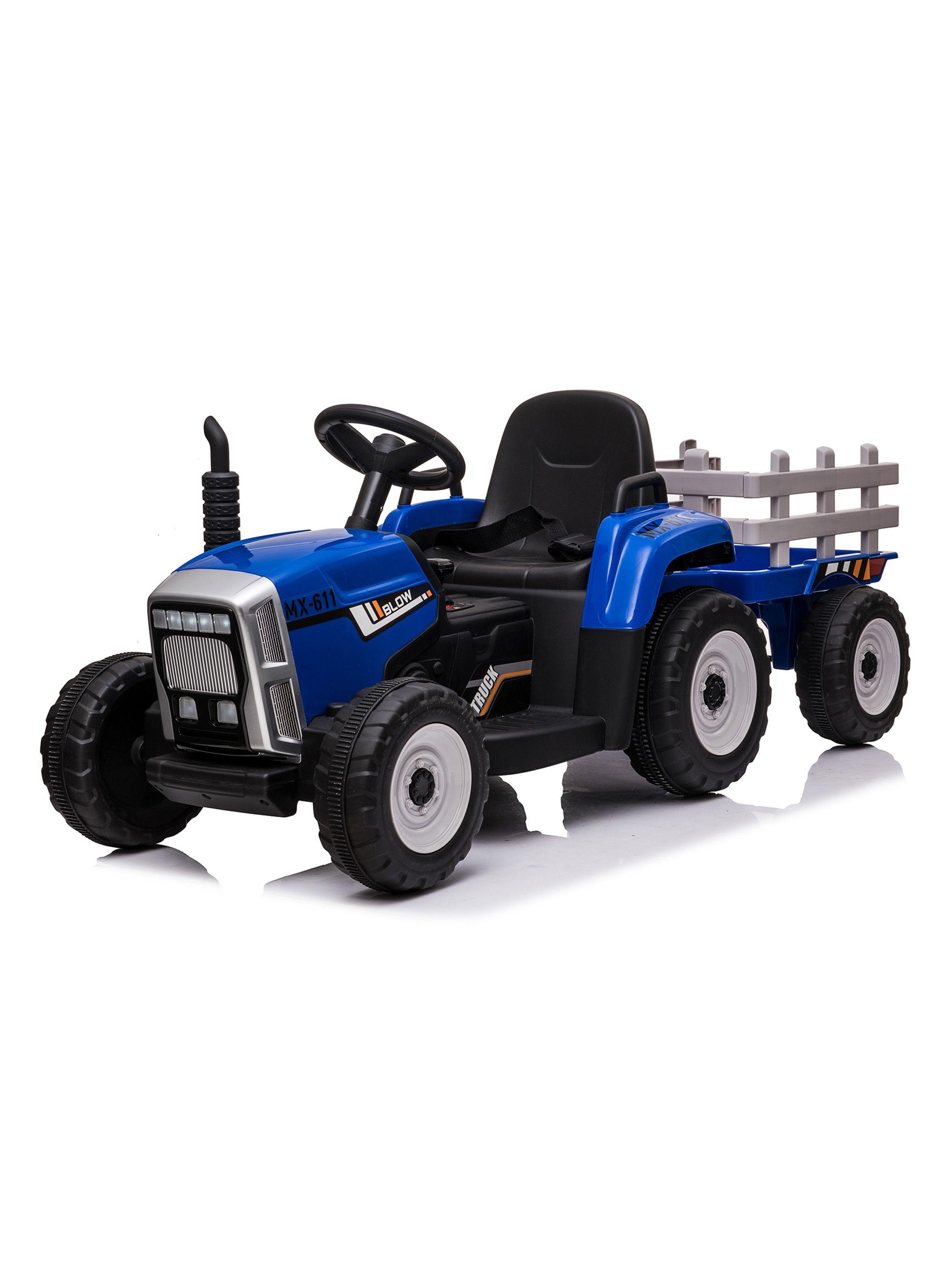Tractor con Carro a Batería 12V Azul Talbot-0