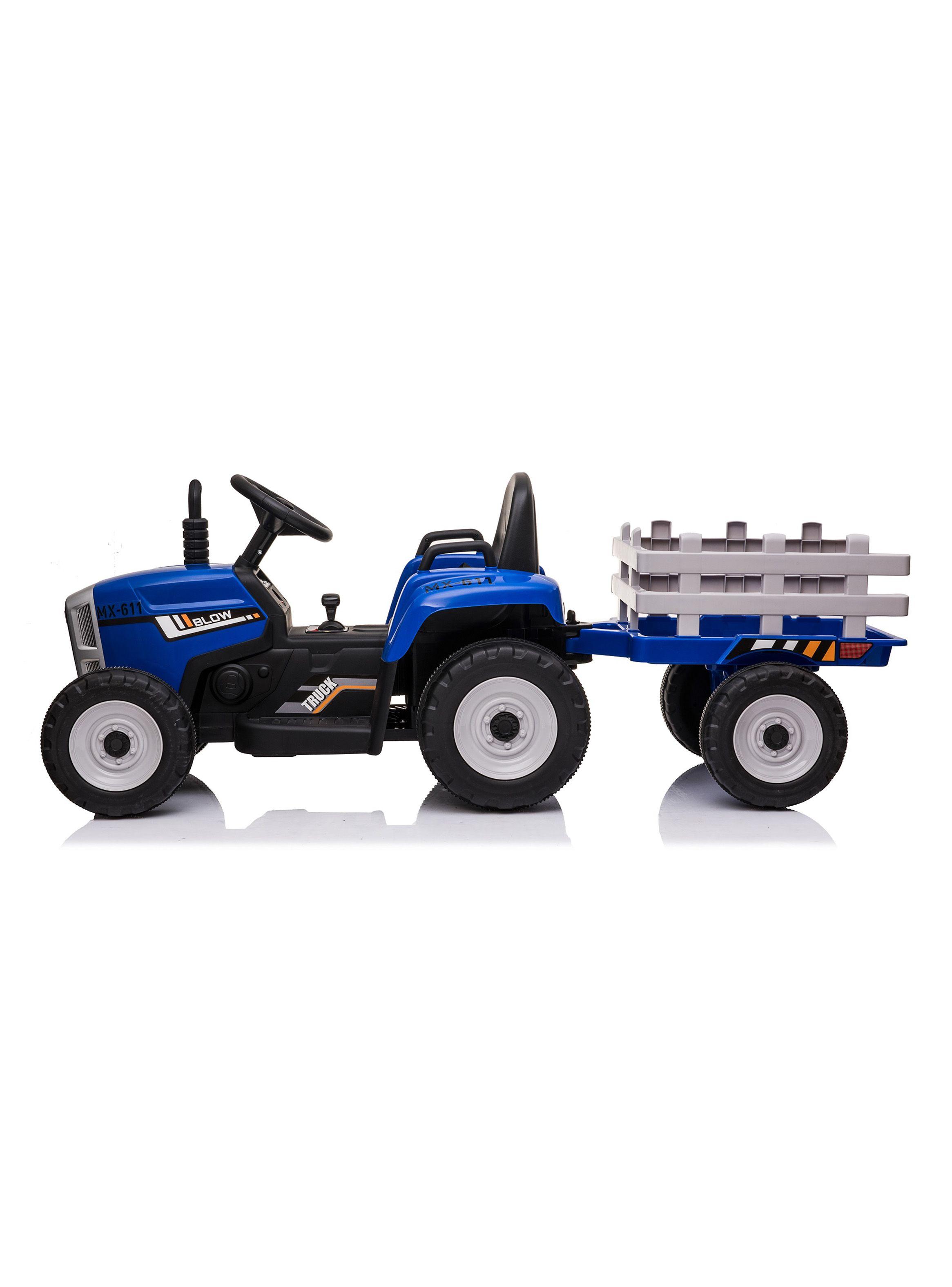 Tractor con Carro a Batería 12V Azul Talbot-1