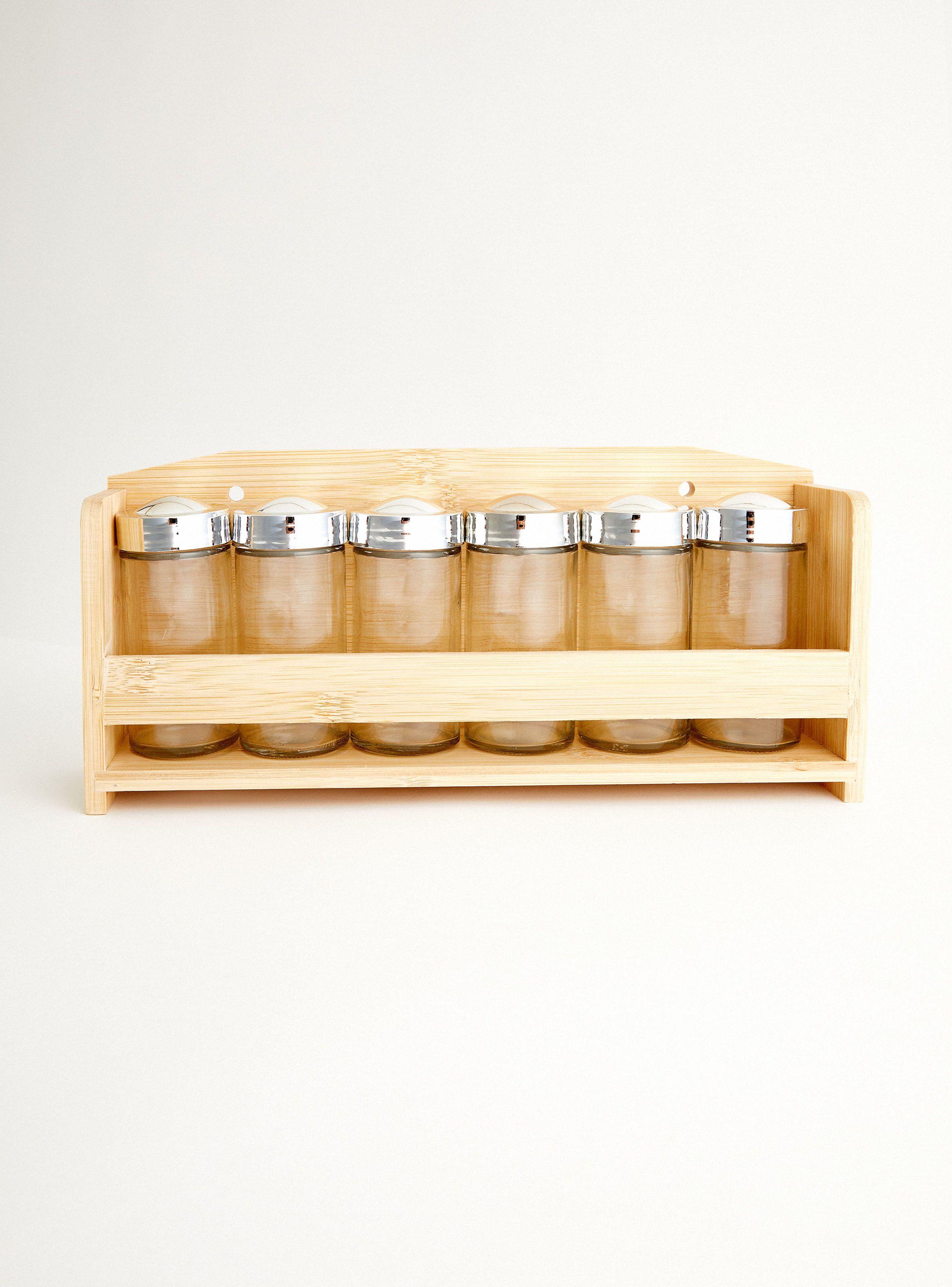 Especiero Madera y Vidrio 7 Piezas-0