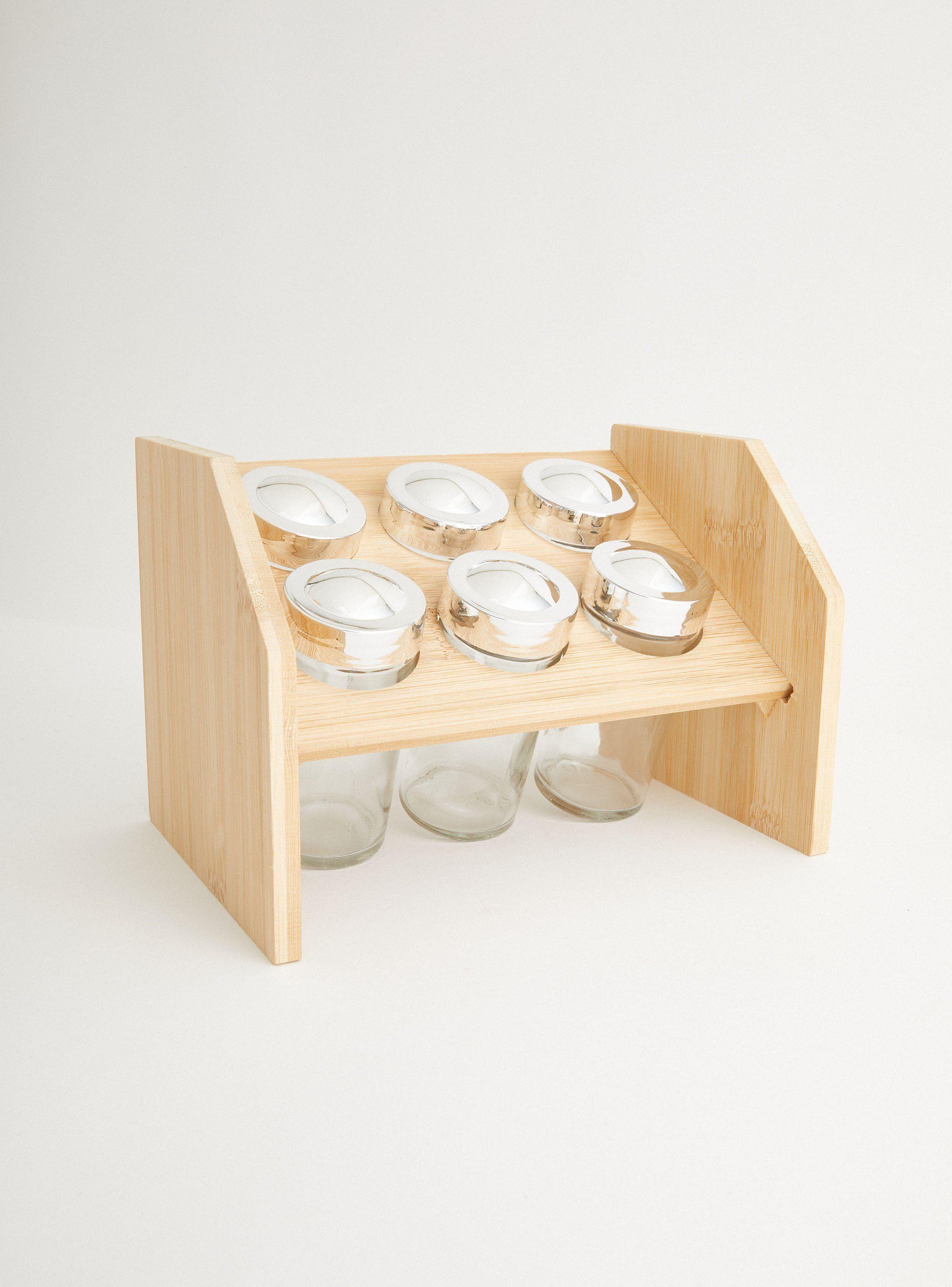 Especiero Madera y Vidrio 7 Piezas 2 Pisos-1