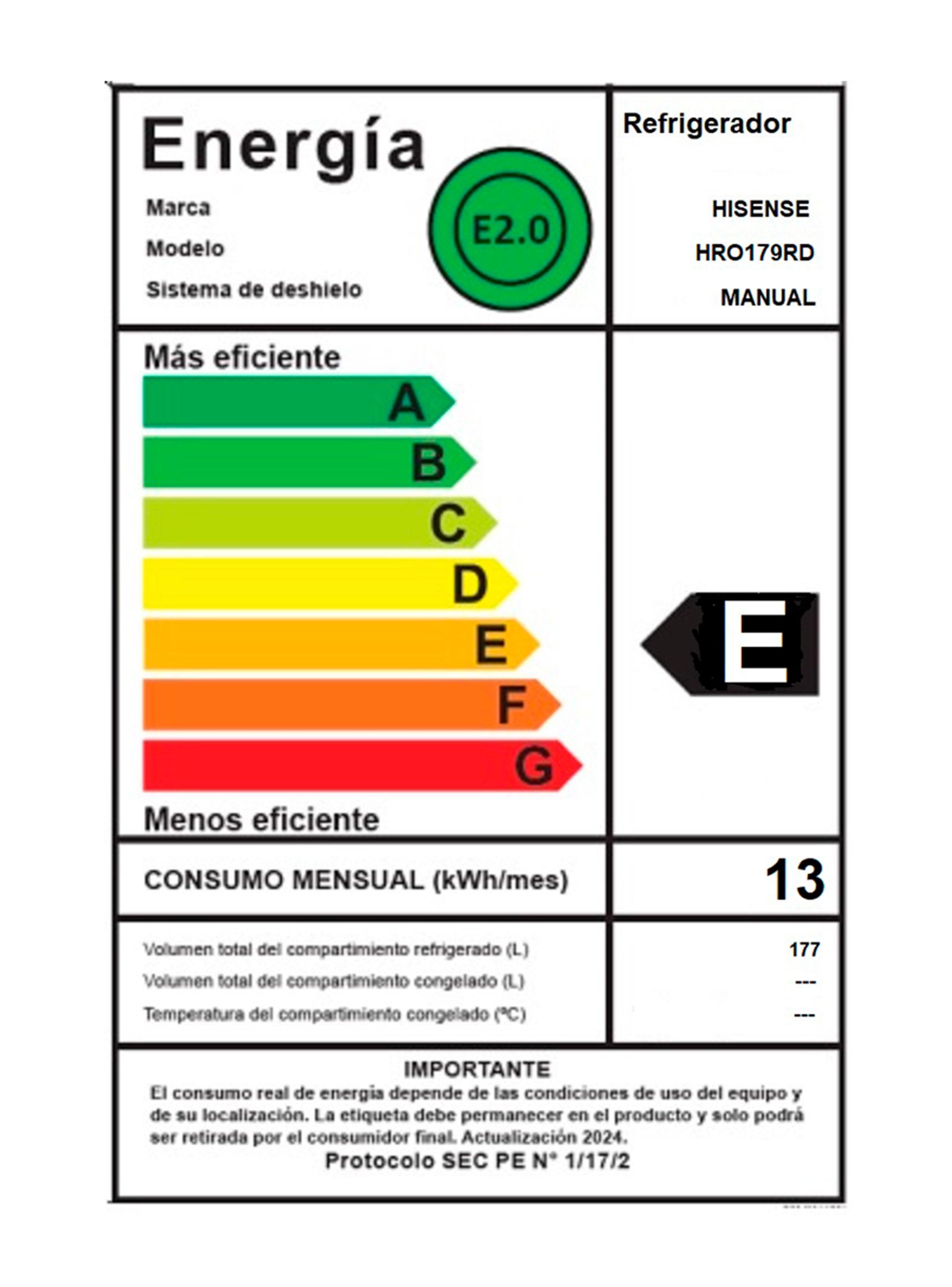 Refrigerador sin Freezer Frío Directo 177 Litros HRO179RD-11