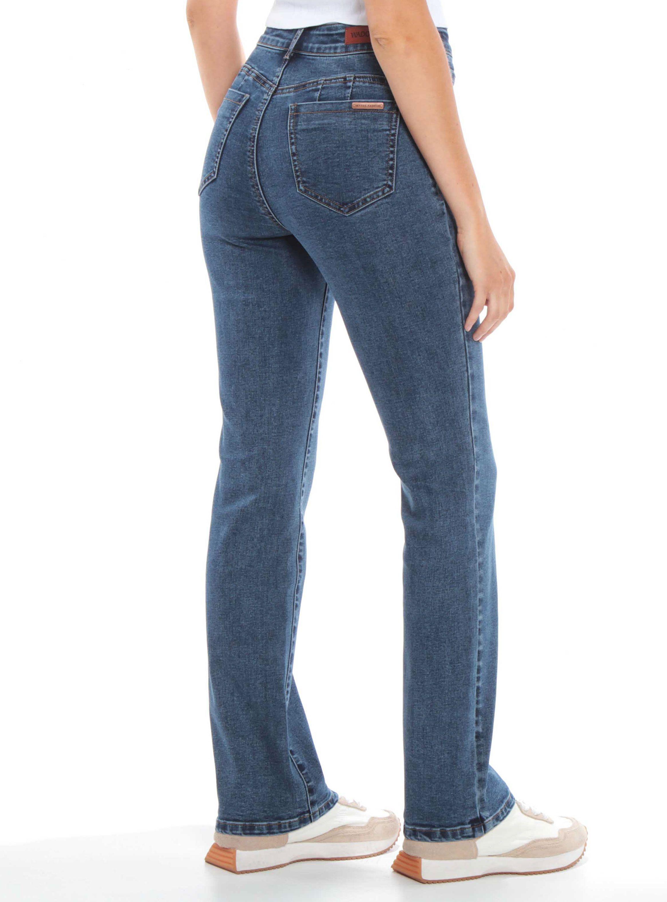 Jeans Recto Push In Push Up Tiro Alto Pretina-1