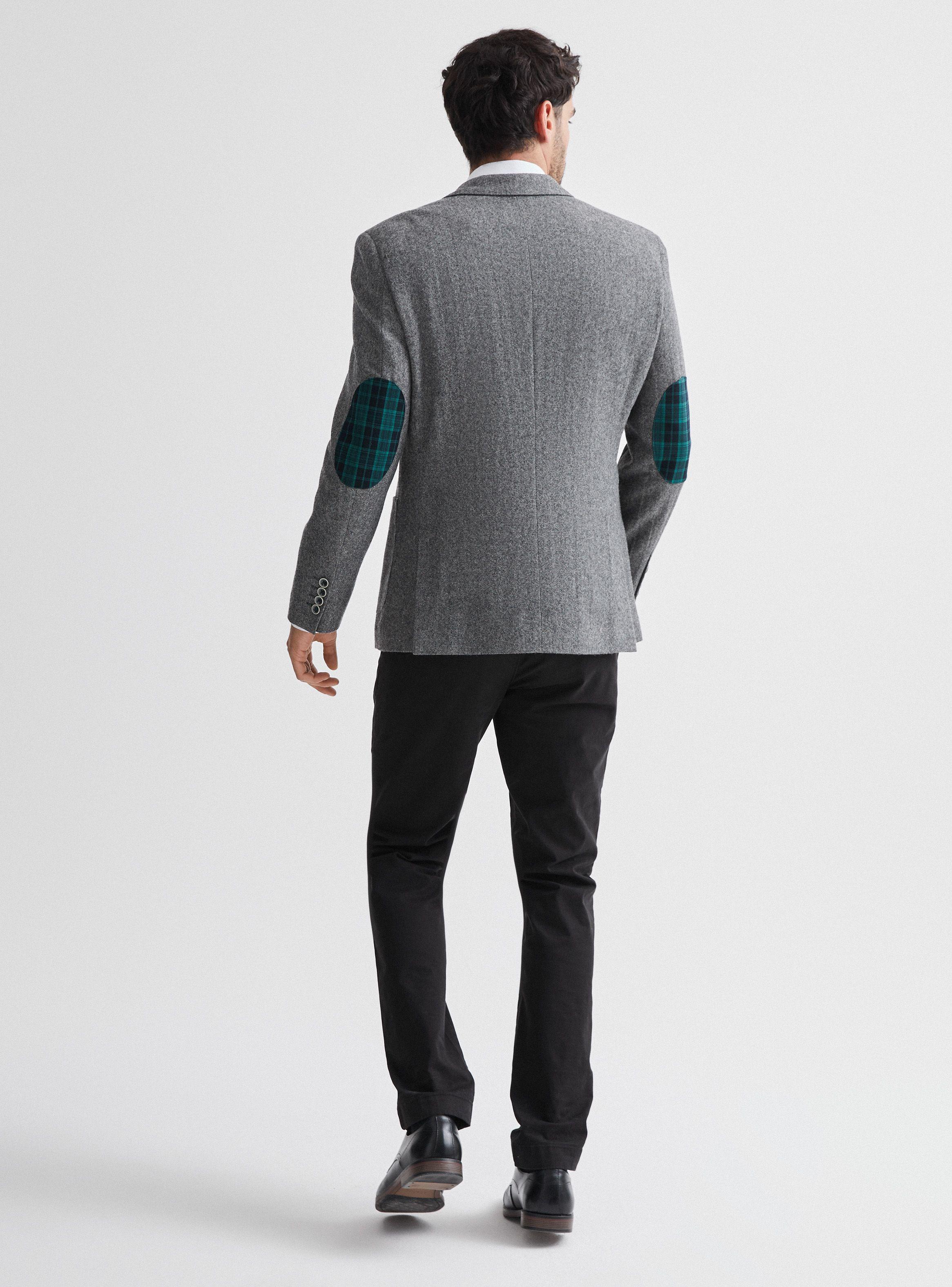 Blazer Recto en Tweed Con Codera Escocesa-5