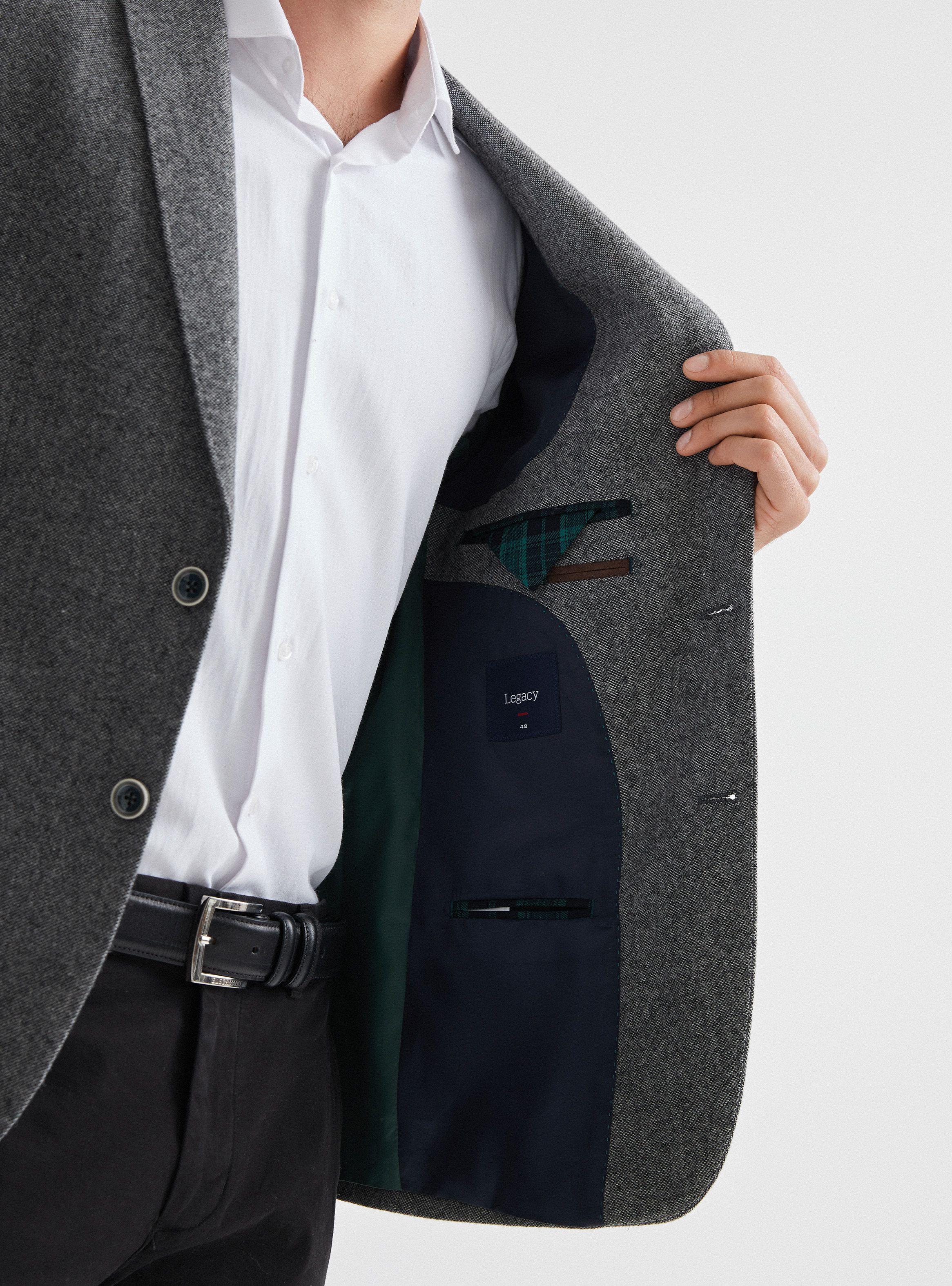 Blazer Recto en Tweed Con Codera Escocesa-3