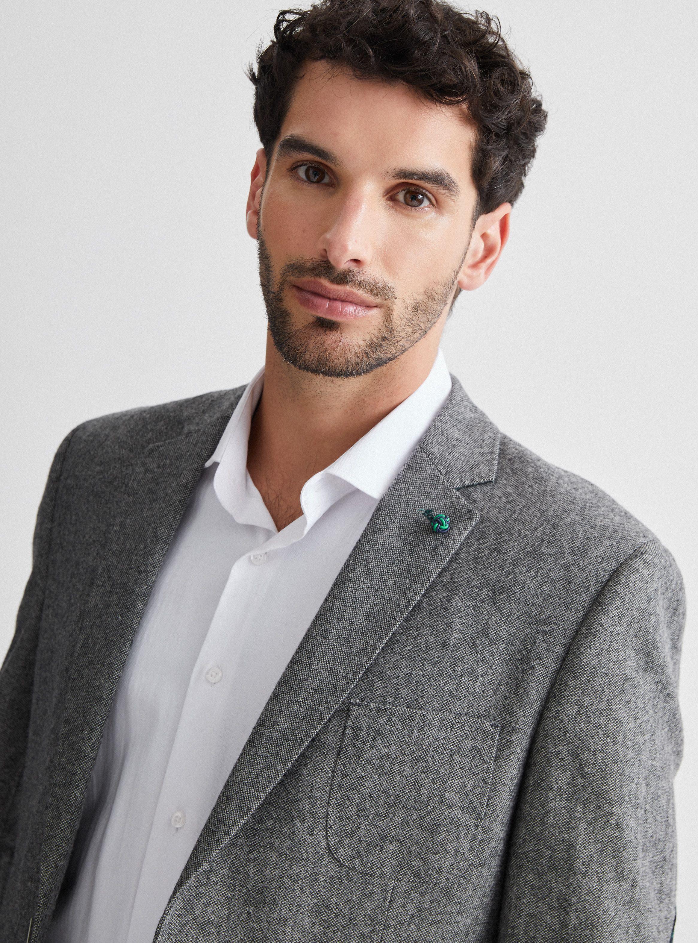 Blazer Recto en Tweed Con Codera Escocesa-2