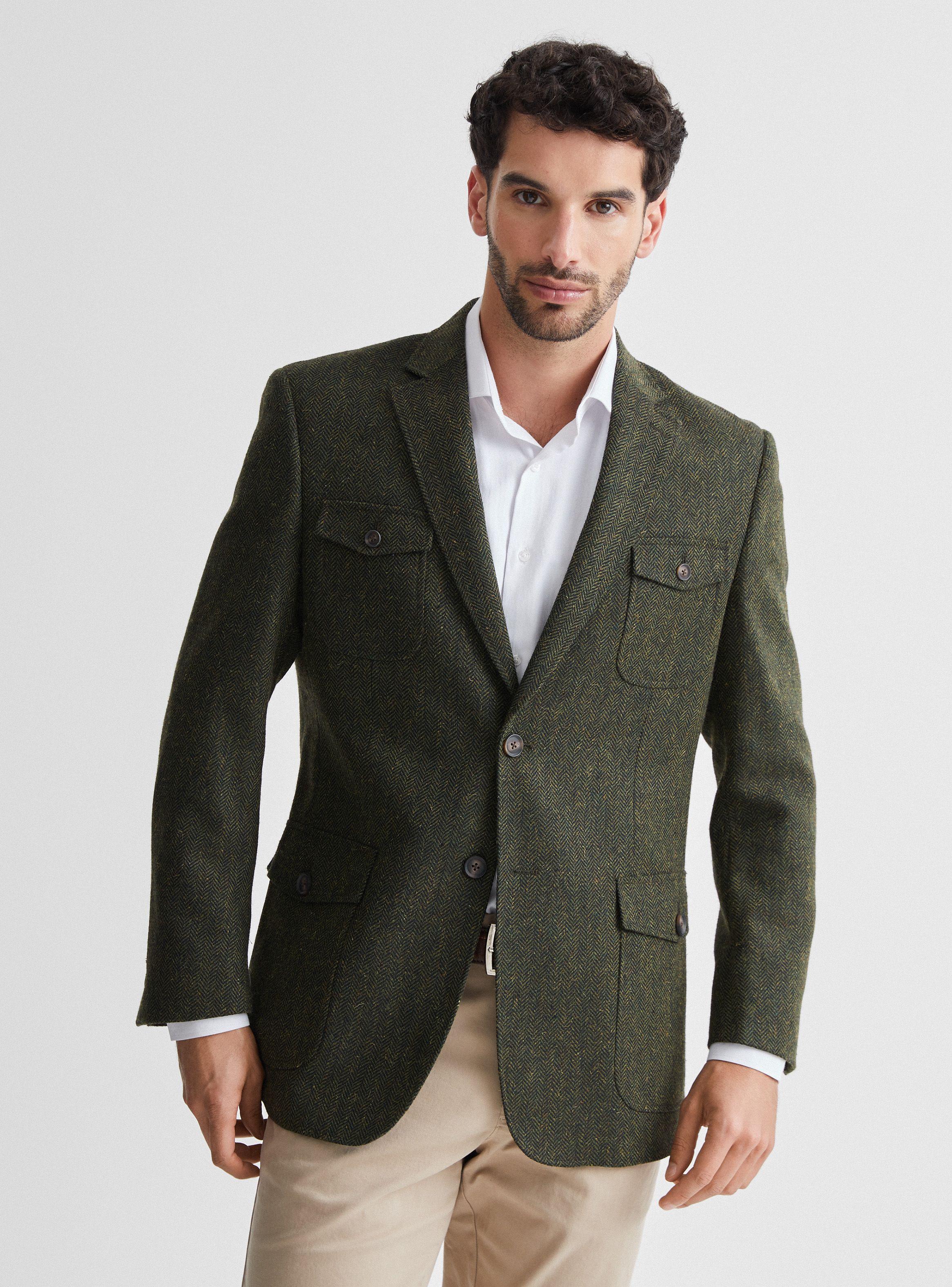 Blazer Recto Cazador en Tweed Espigado-0