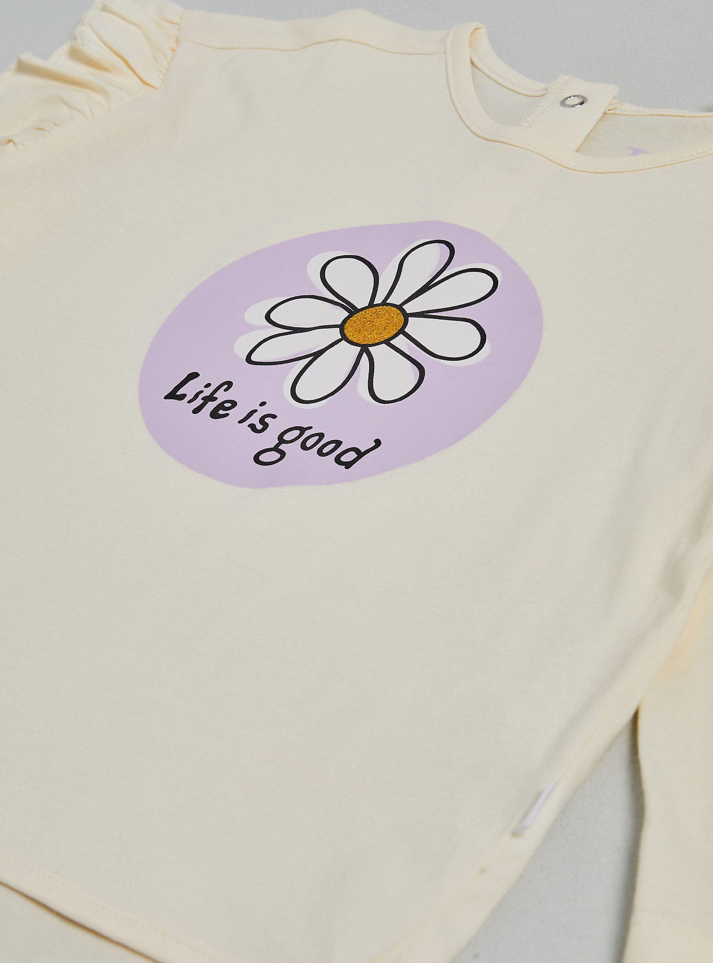 Polera Manga Larga con Vuelos y Estampado Frontal-2