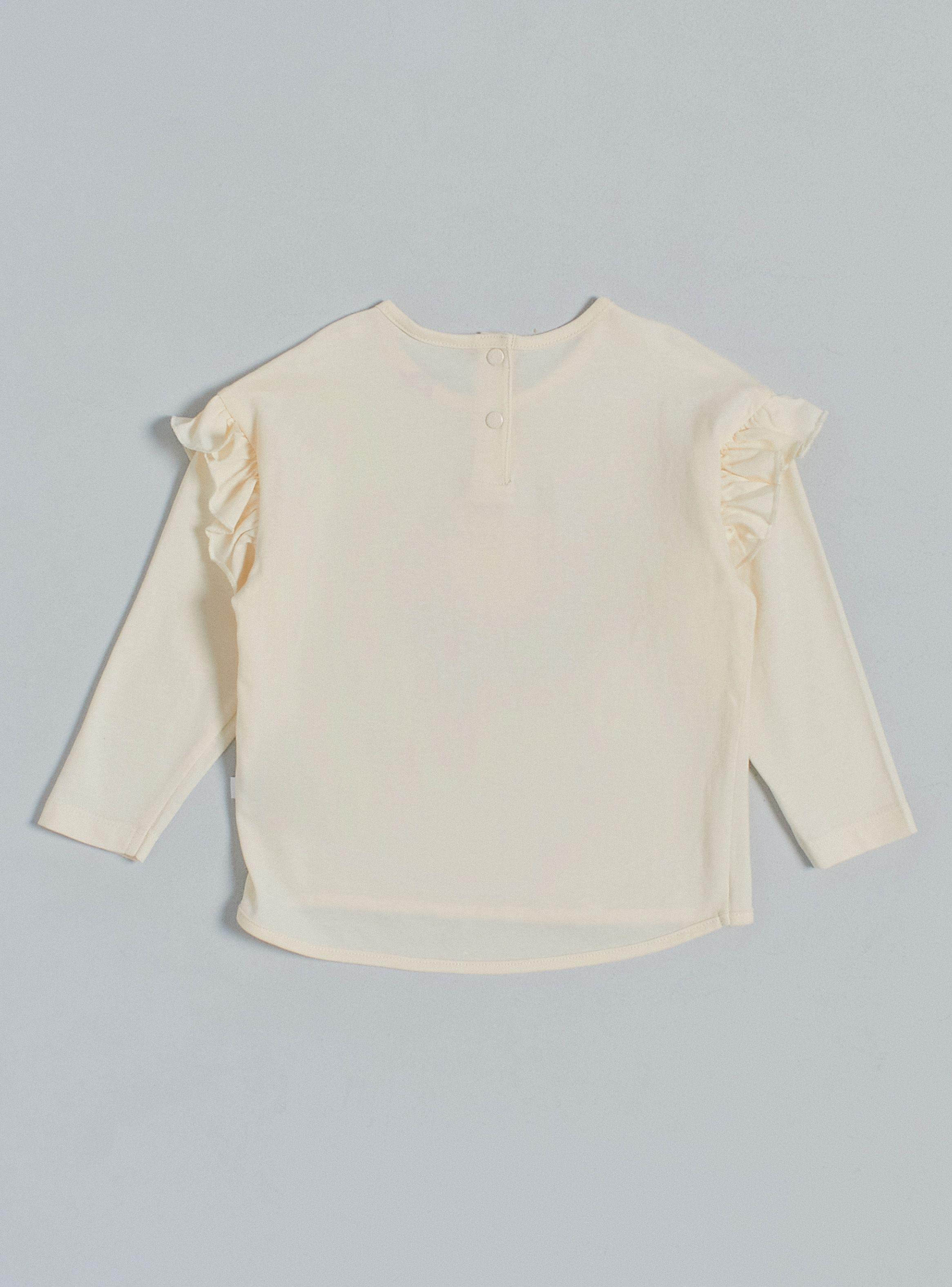 Polera Manga Larga con Vuelos y Estampado Frontal-1
