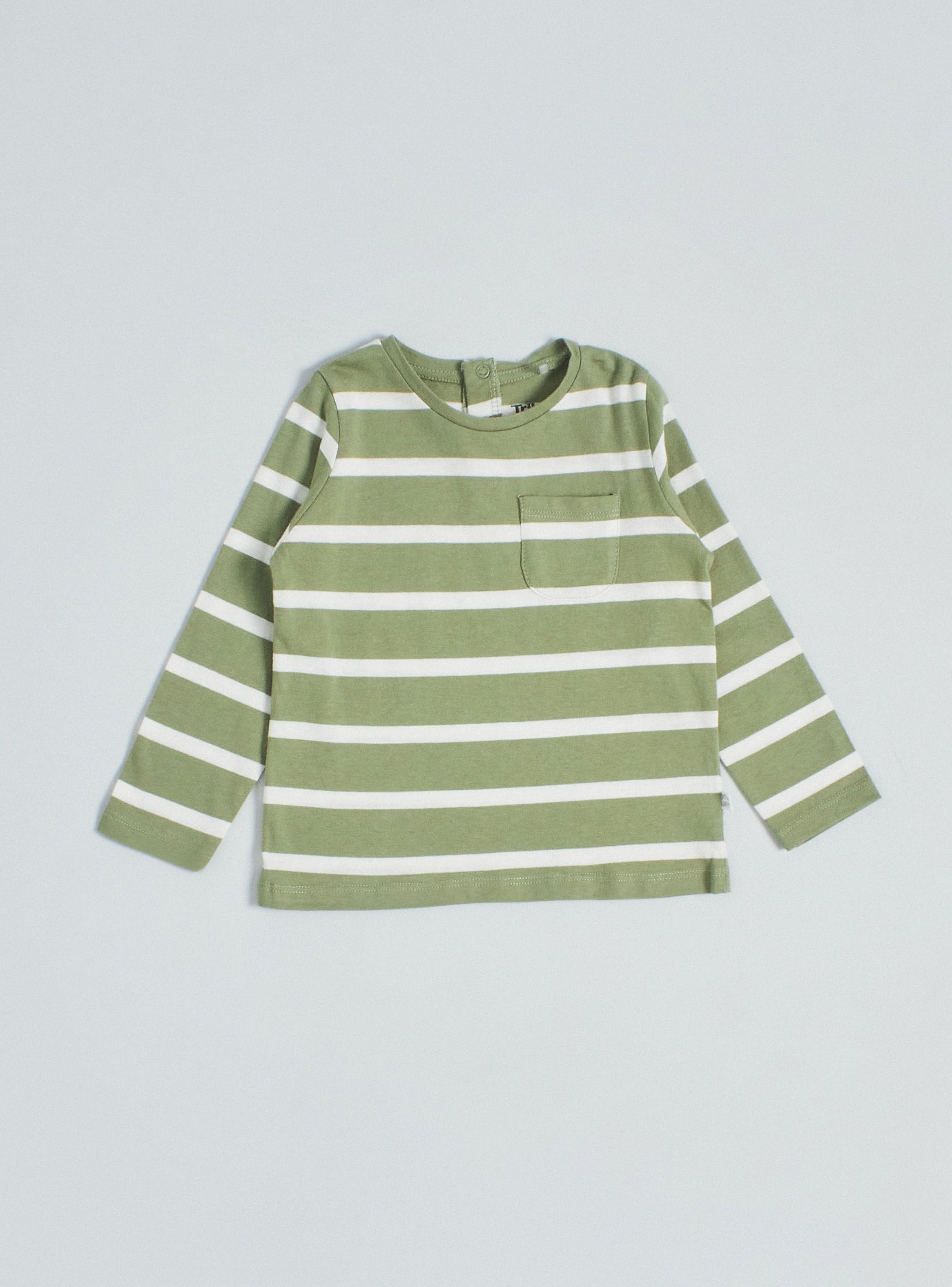 Polera Manga Larga Rayada y Bolsillo Frontal-0