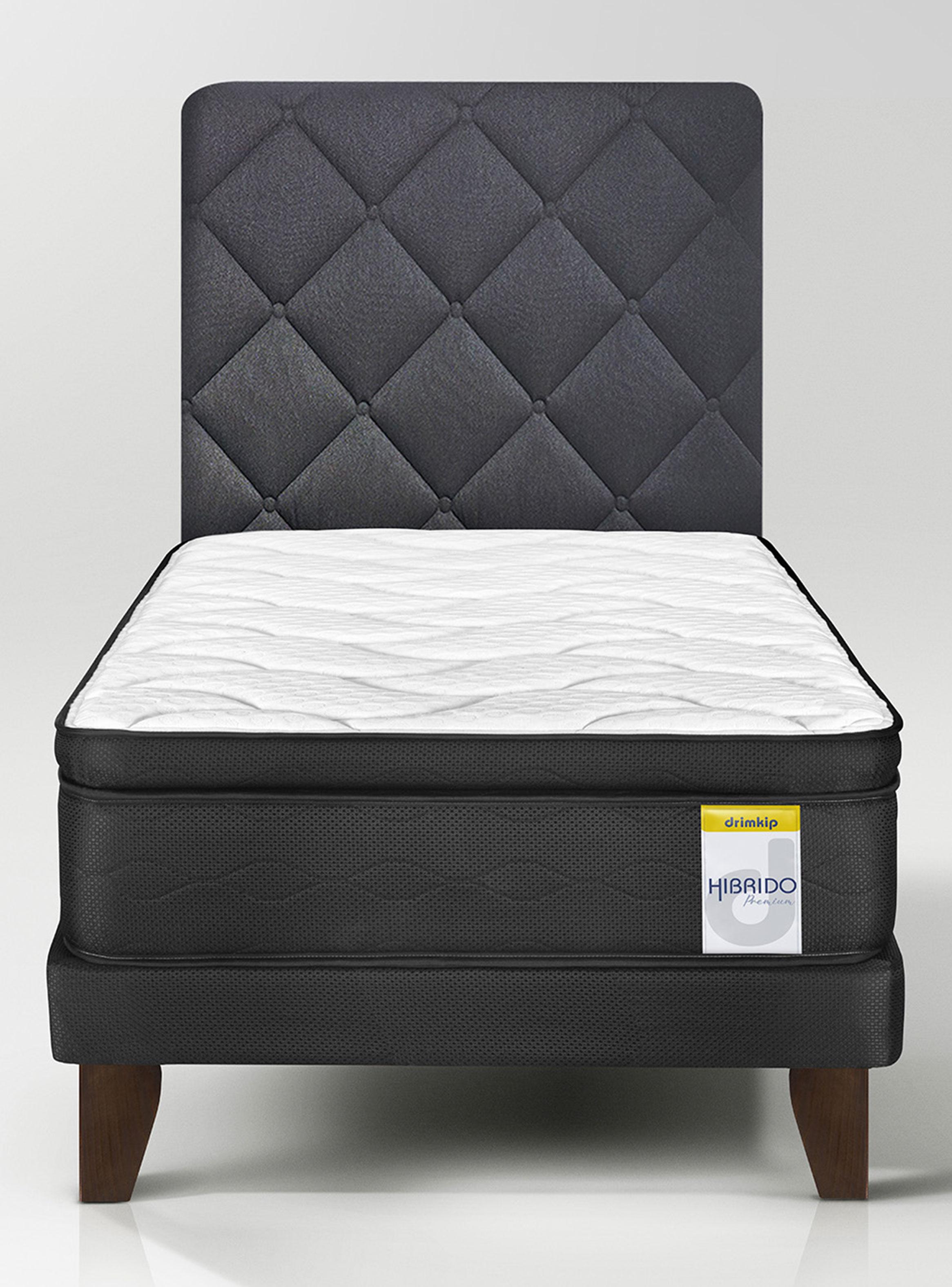 Cama Europea Híbrido Premium 1 Plaza (90x200 Base Normal + Resplado Rombo-1
