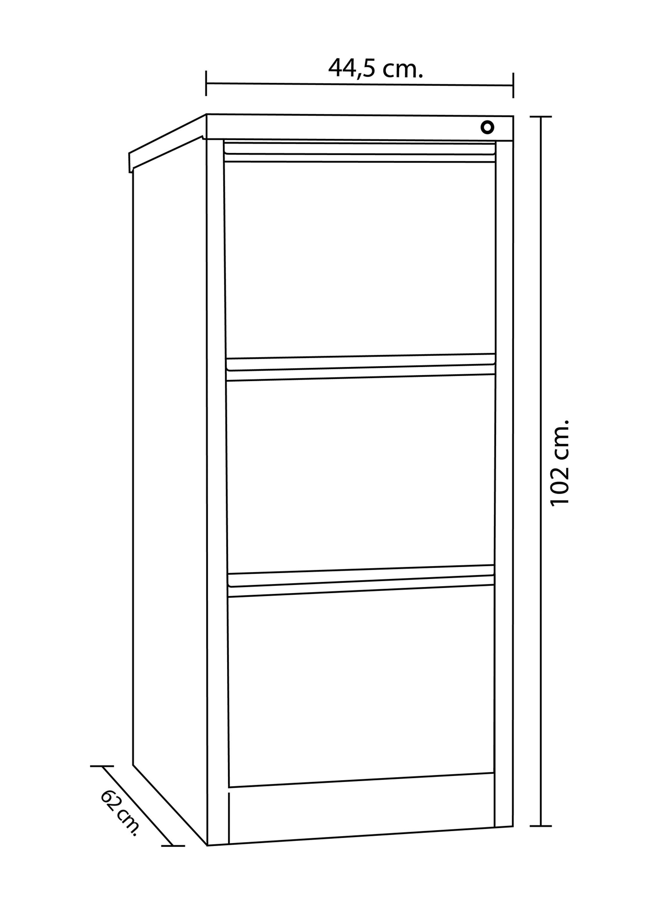 Mueble Kardex Acero 3 cajones 44.5x62x102 cm Maletek-1