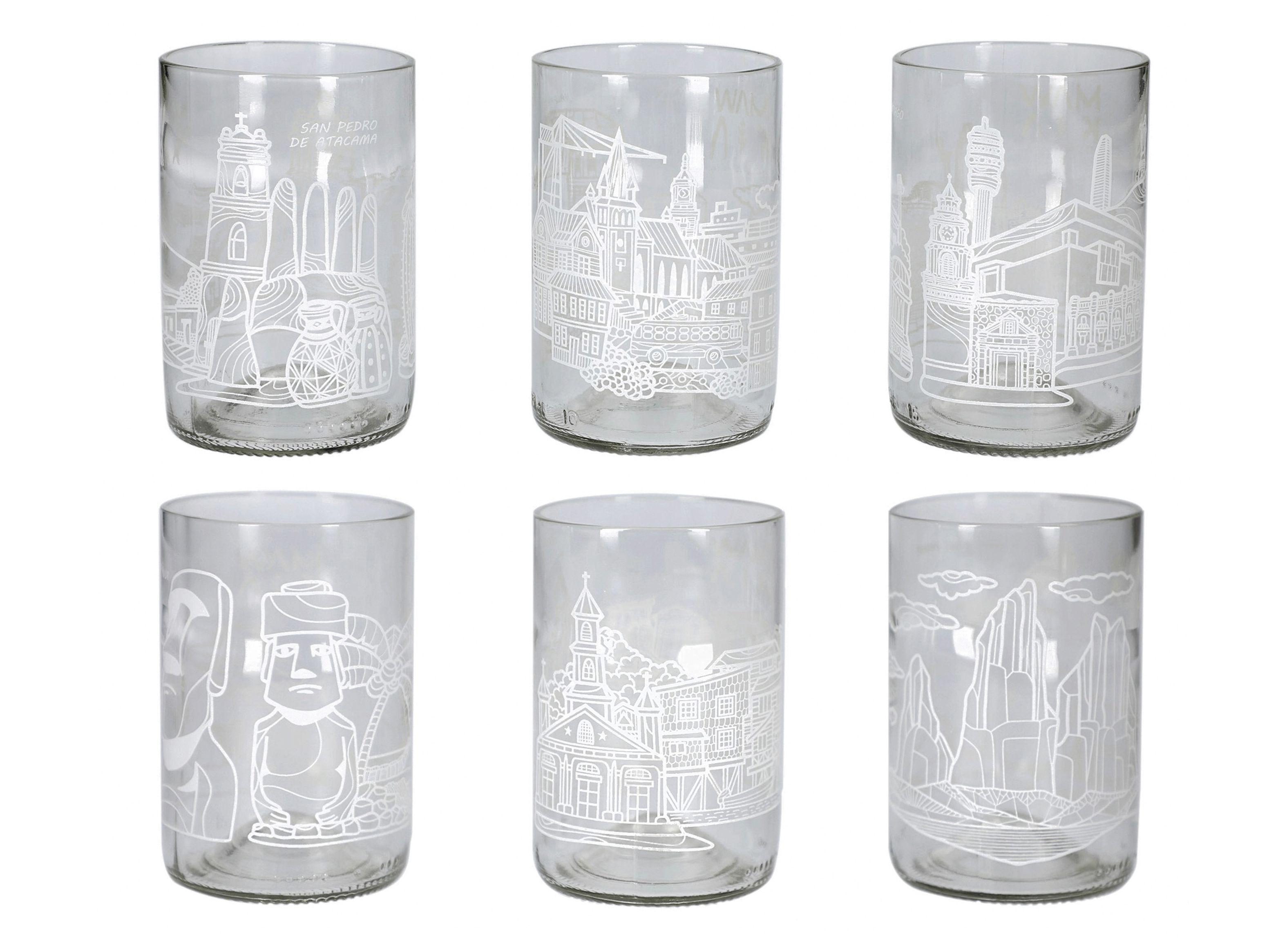 Pack Mawka 6 Vasos Reciclados Destinos Turísticos de Chile-0