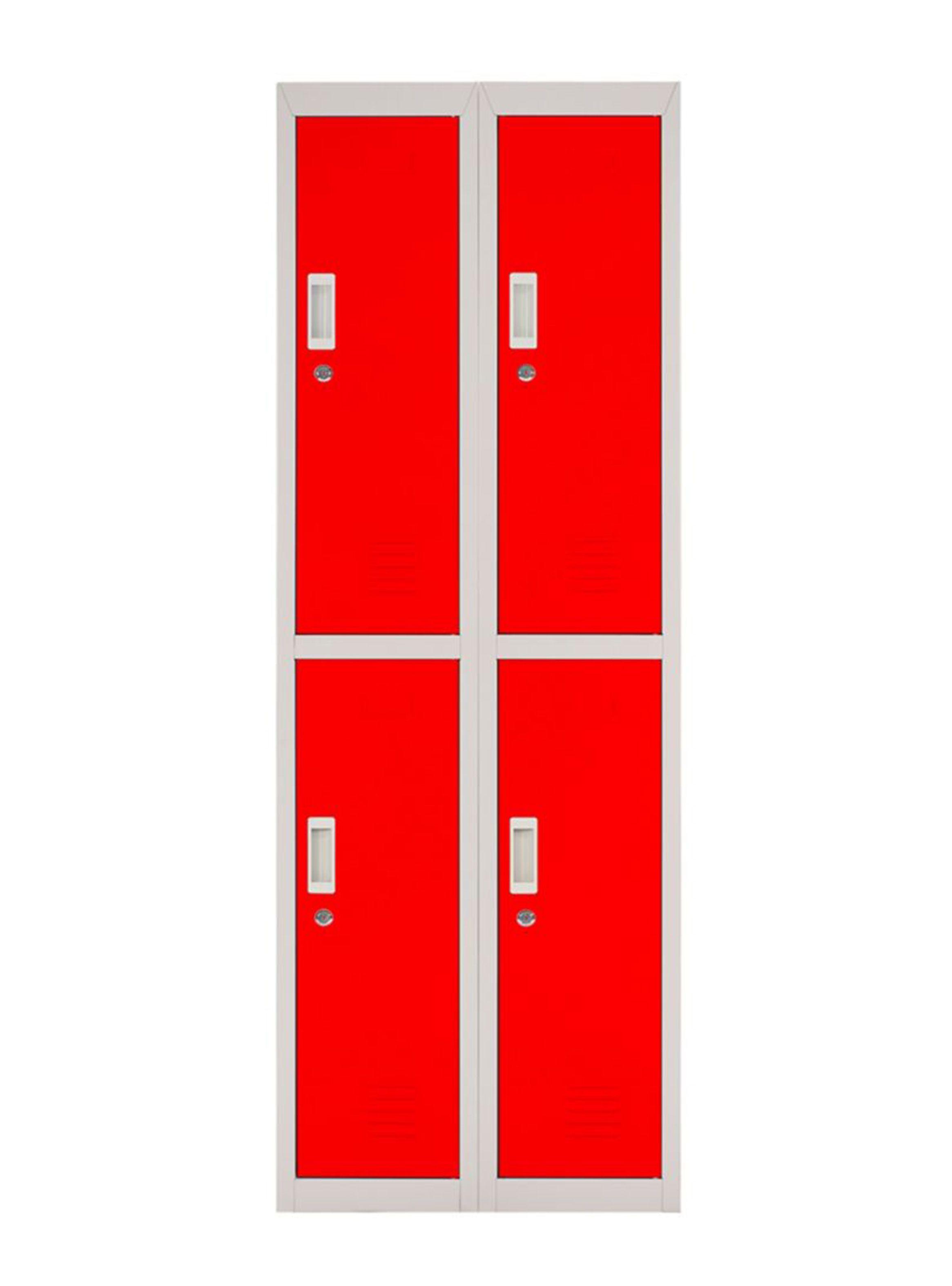 Locker Office Llaves Rojo 4 Puertas 57x50x166 cm Maletek-0