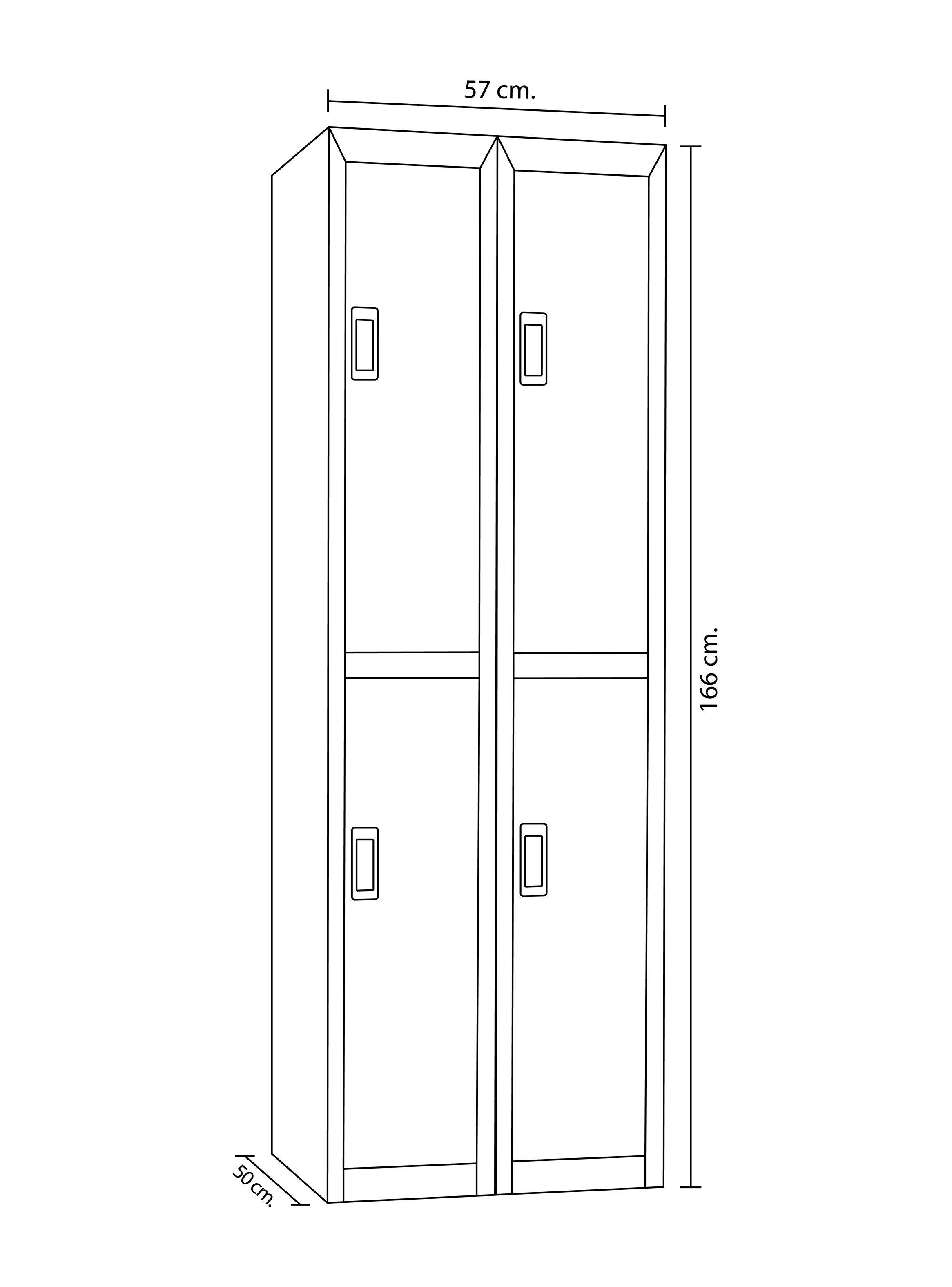 Locker Office Llaves Azul 4 Puertas 57x50x166 cm Maletek-1