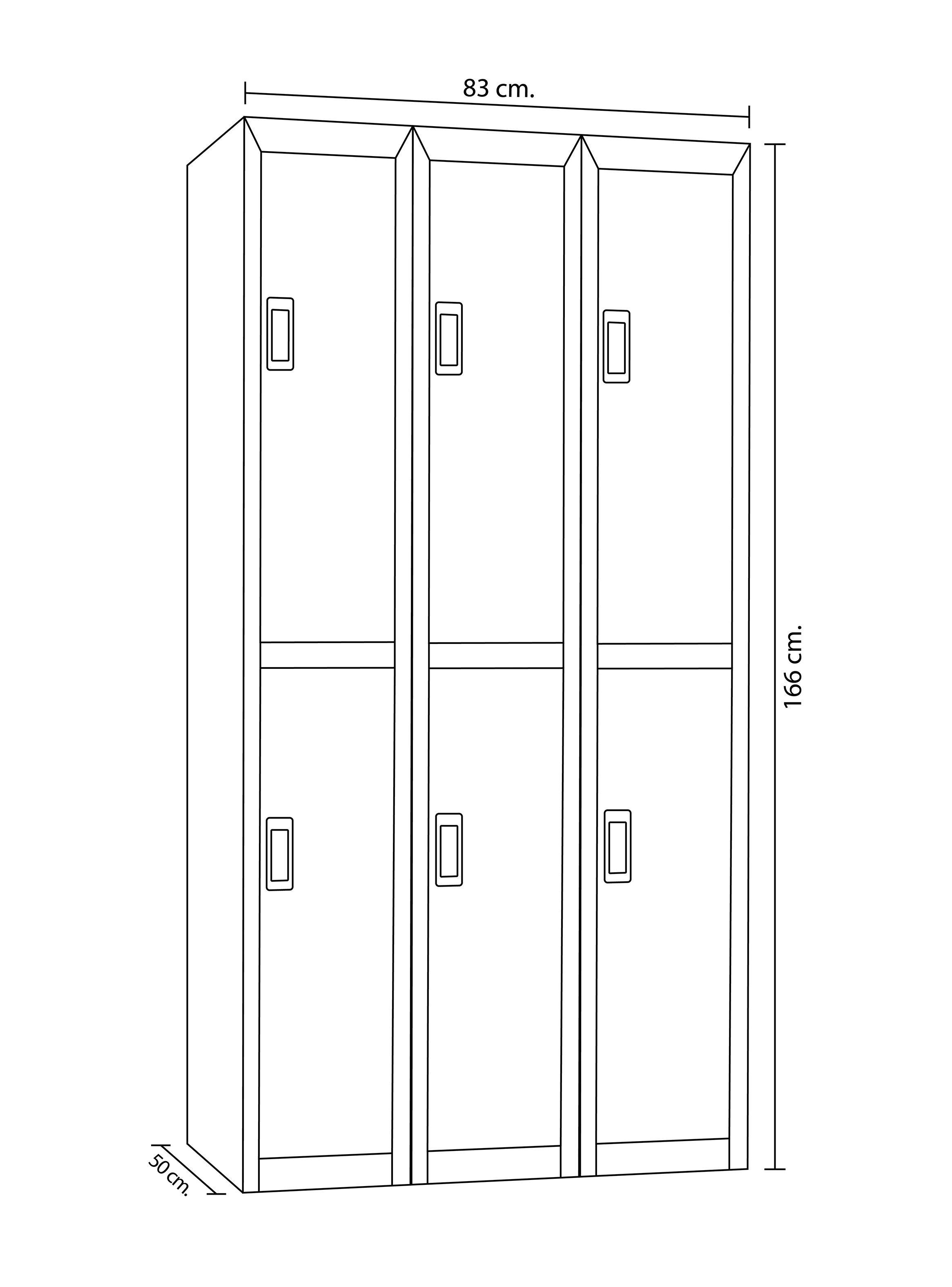 Locker Office Candado Azul 6 Puertas 83x50x166 cm Maletek-1