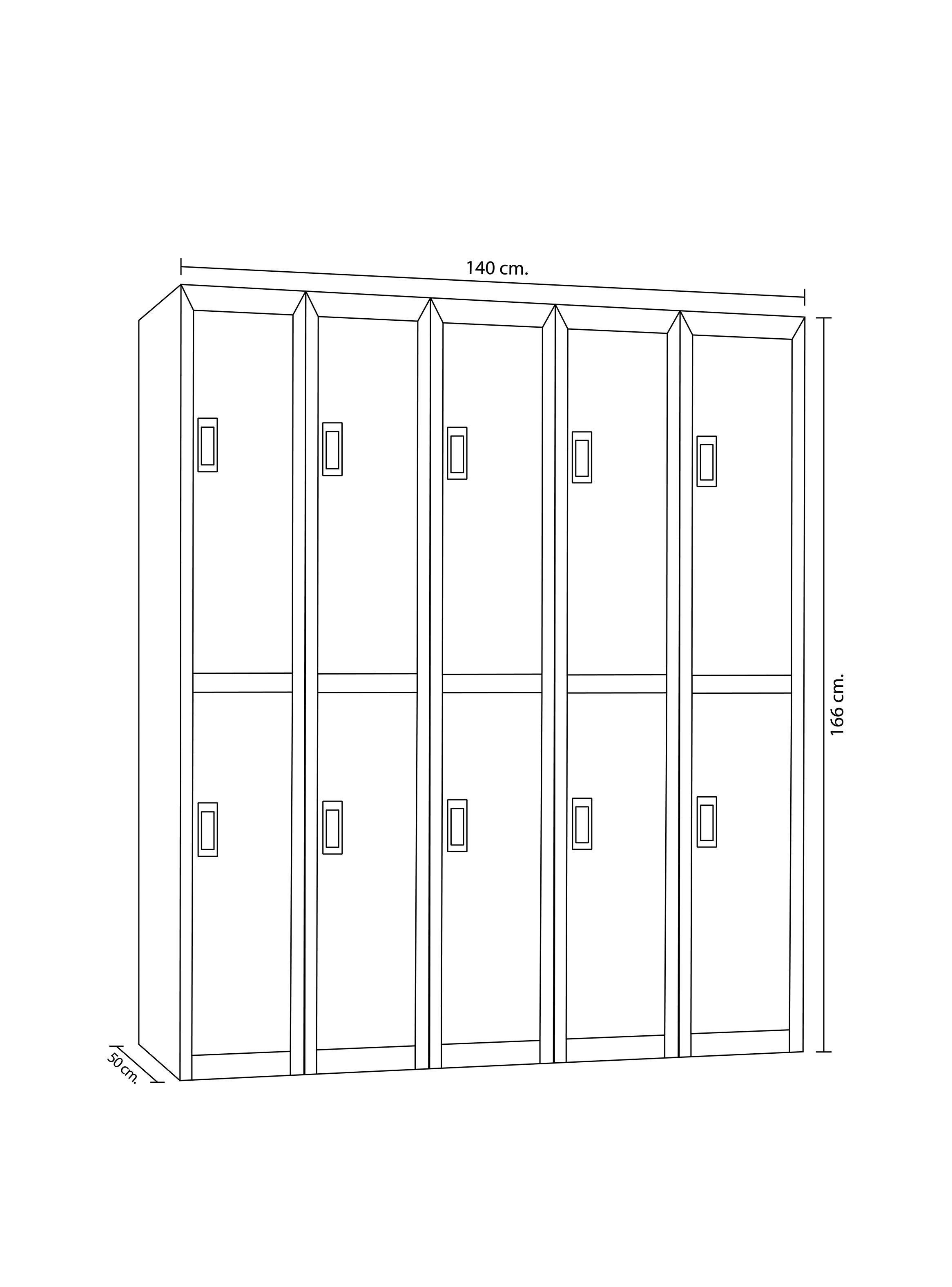 Locker Office Candado Gris 10 Puertas 140x50x166 cm Maletek-1