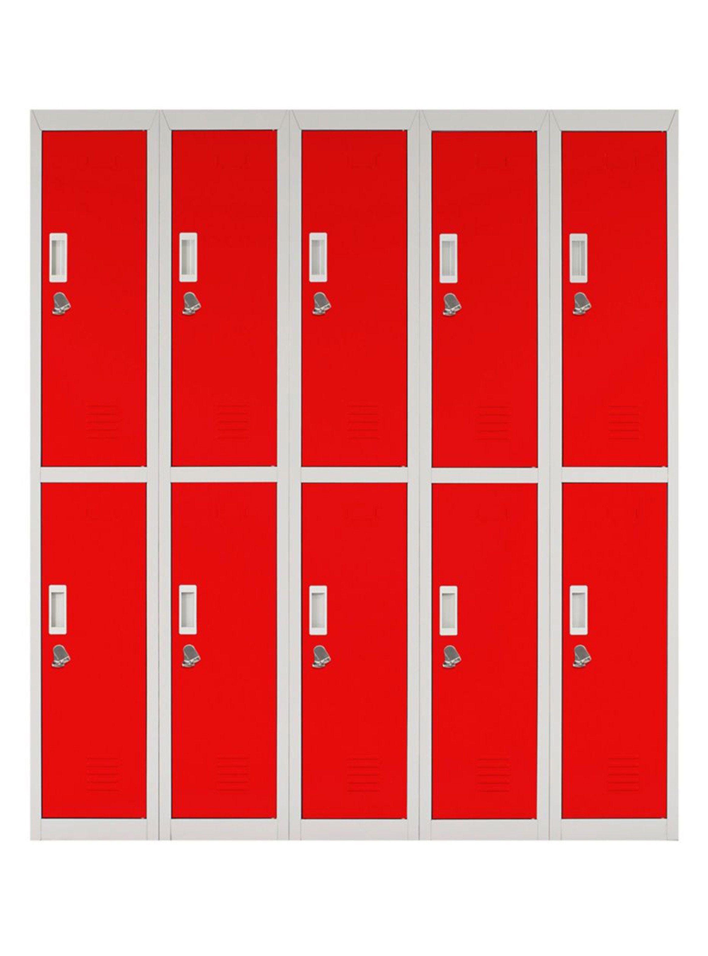Locker Office Candado Rojo 10 Puertas 140x50x166 cm Maletek-0