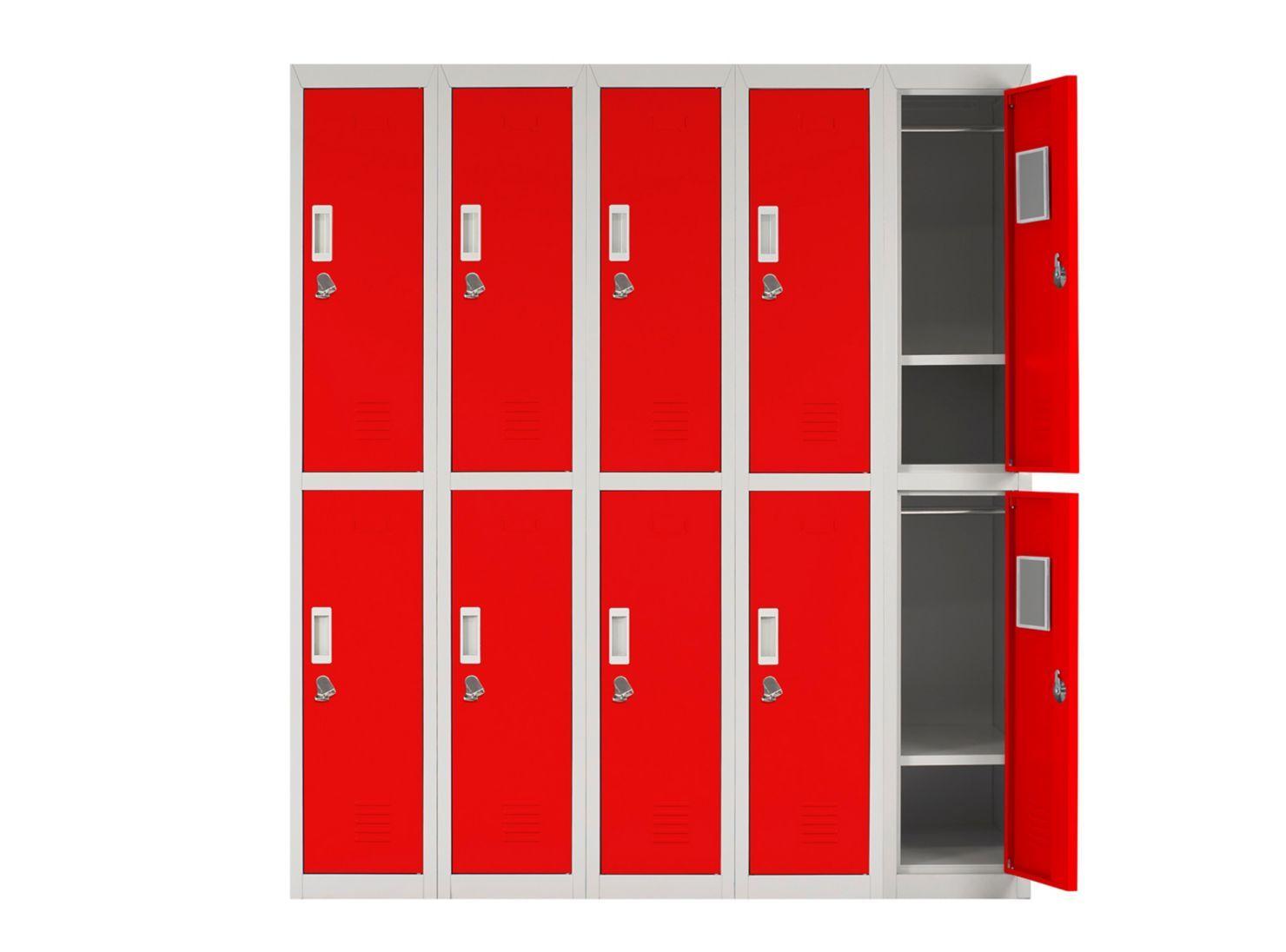 Locker Office Candado Rojo 10 Puertas 140x50x166 cm Maletek-2
